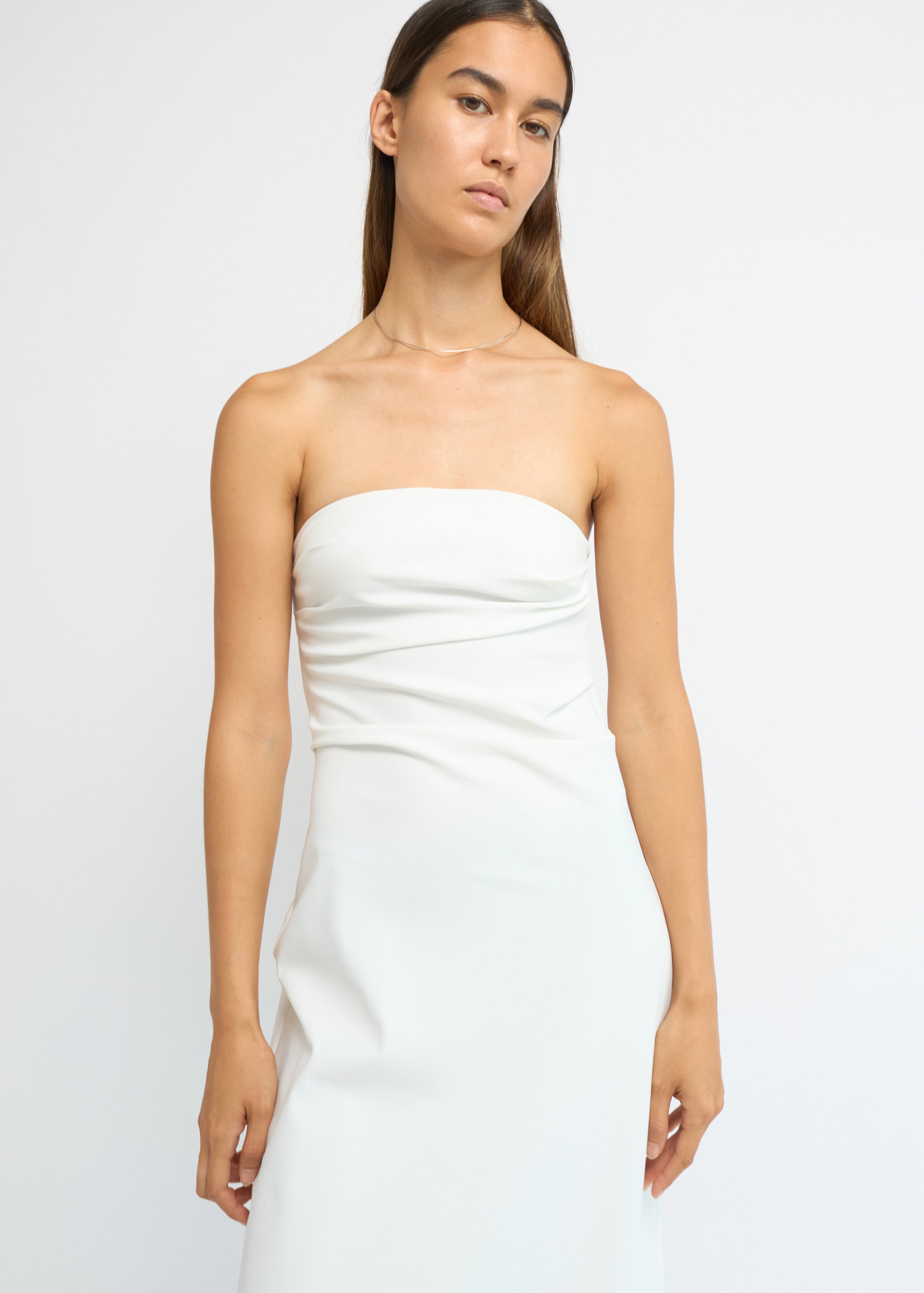 Strapless A-line dress, Off-white