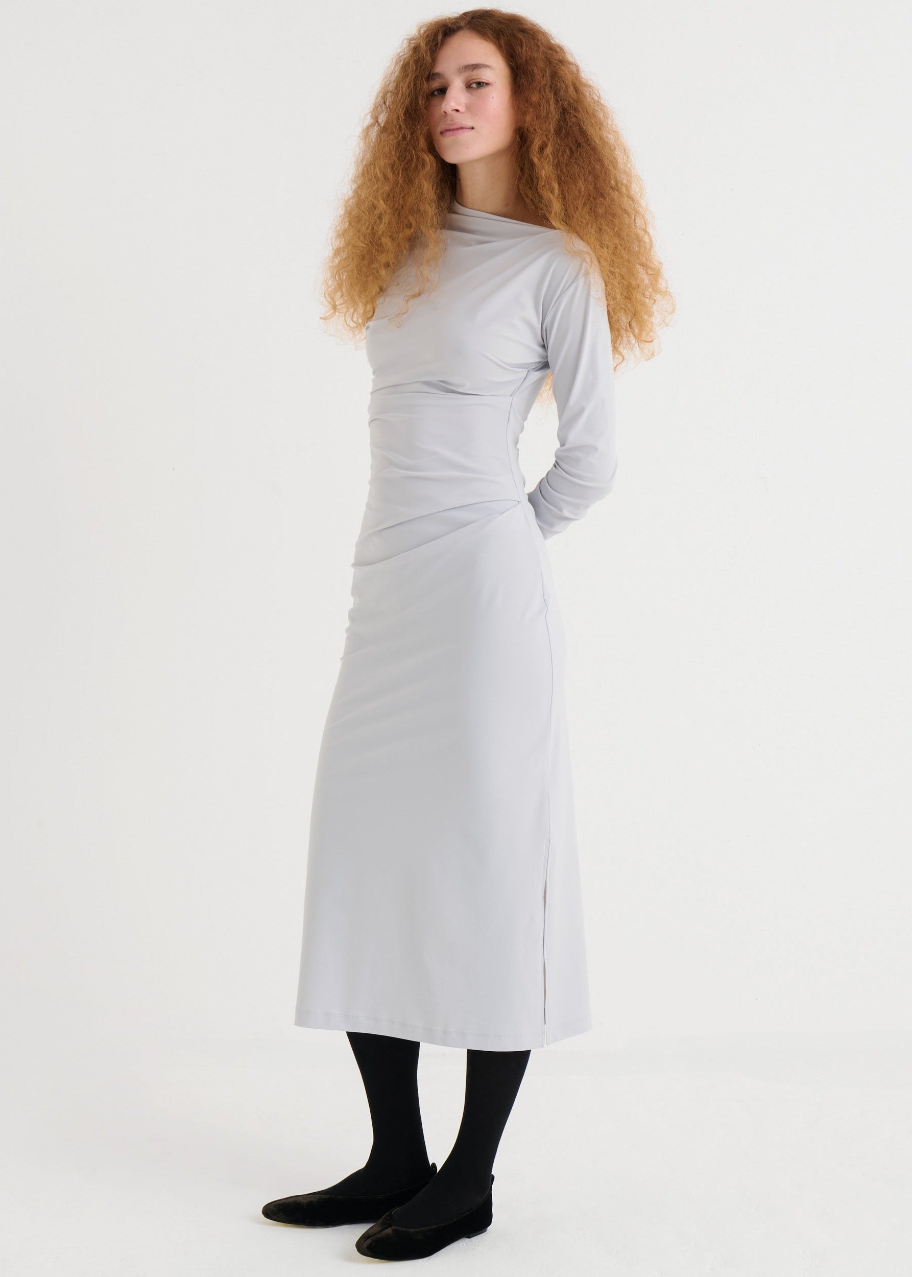 Asymmetric longsleeve dress, Mist