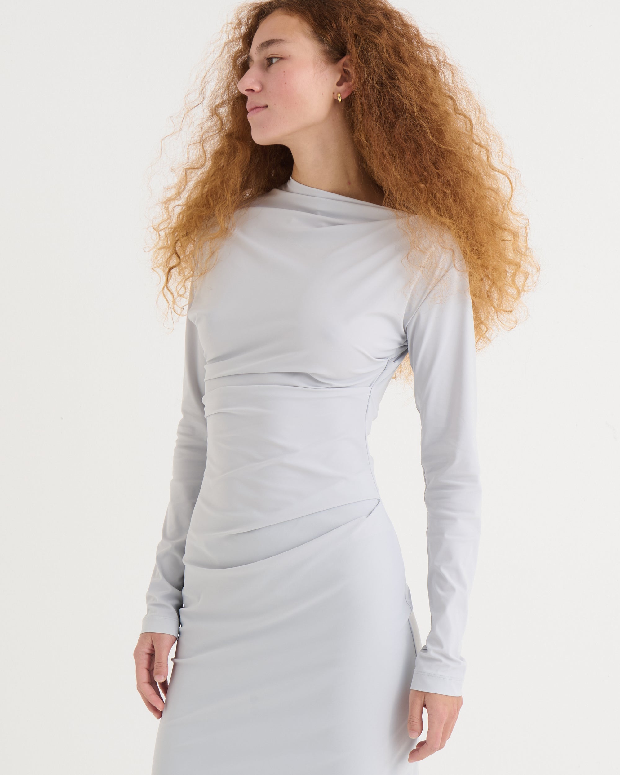 Asymmetric longsleeve dress, Mist