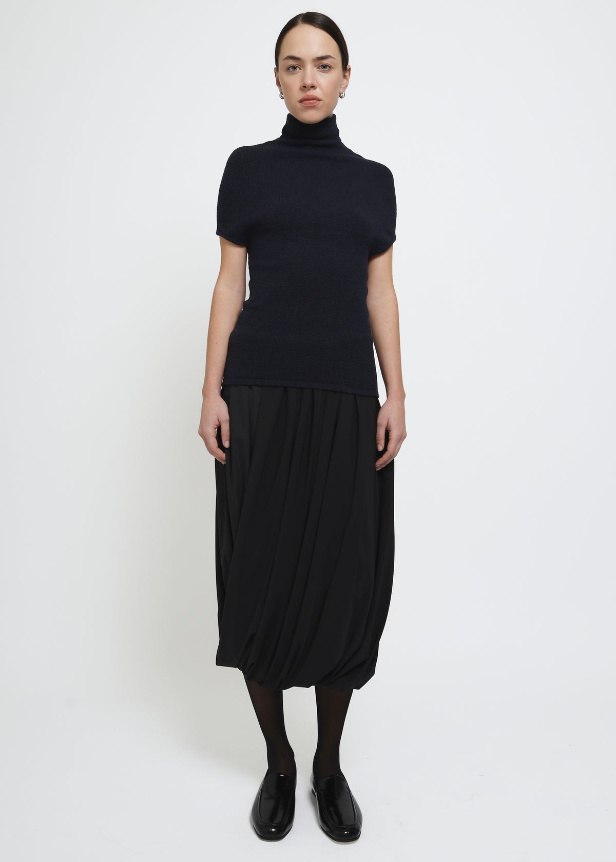 jersey balloon skirt midi dress Black – Voluminous fit BMSMarch