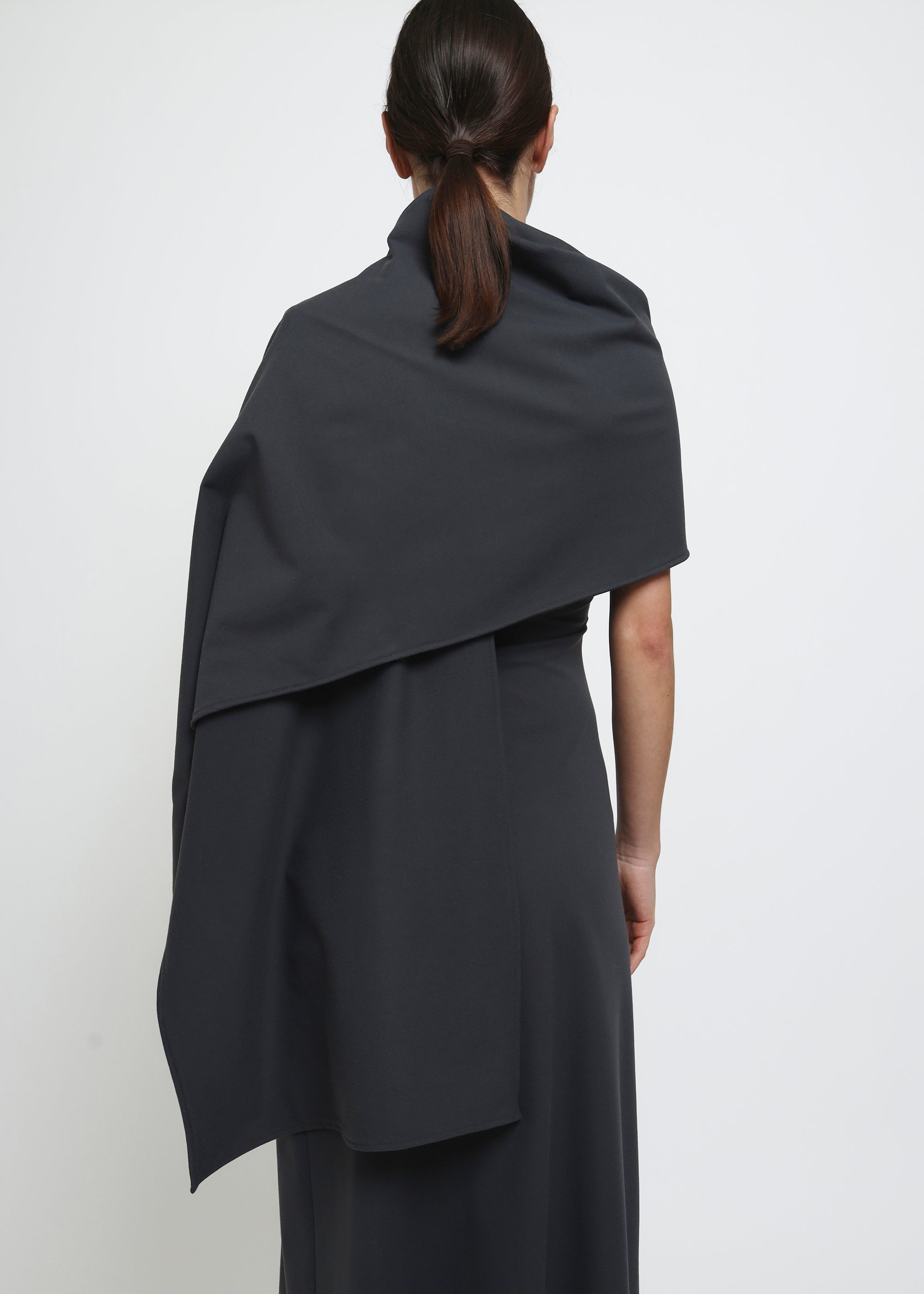 A charcoal dark gray brushed jersey scarf.