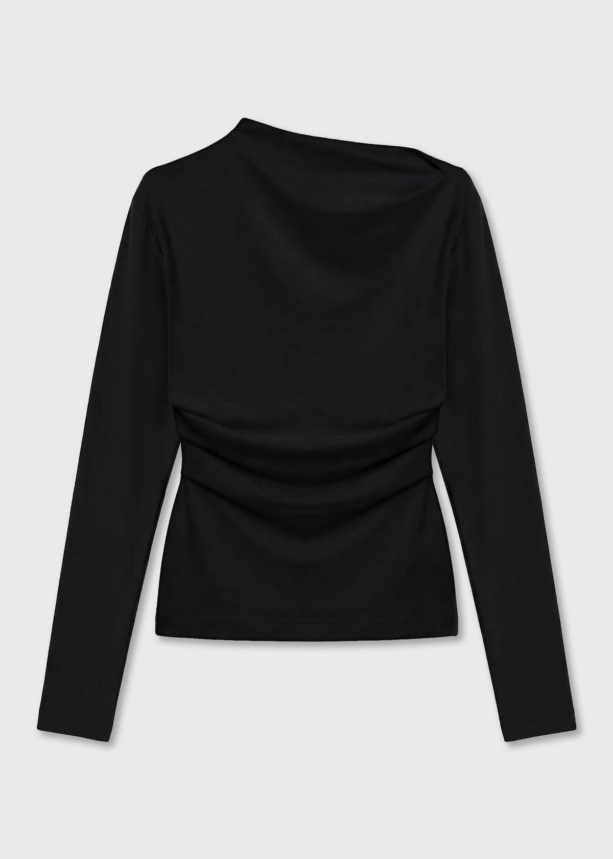 Black asymmetric long-sleeve top – Sculpted fit | REYÈM