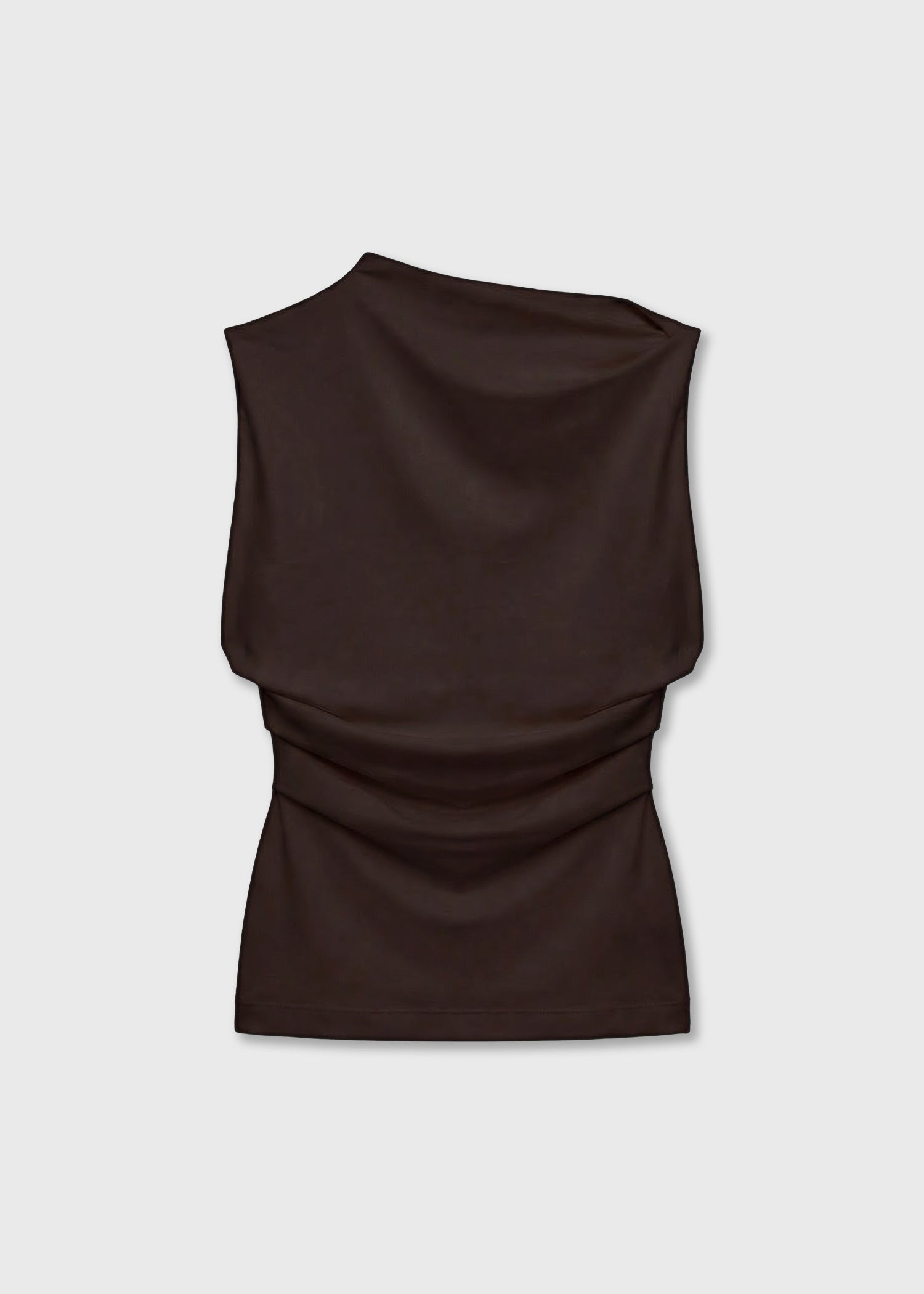 Asymmetric sleeveless top, Cocoa