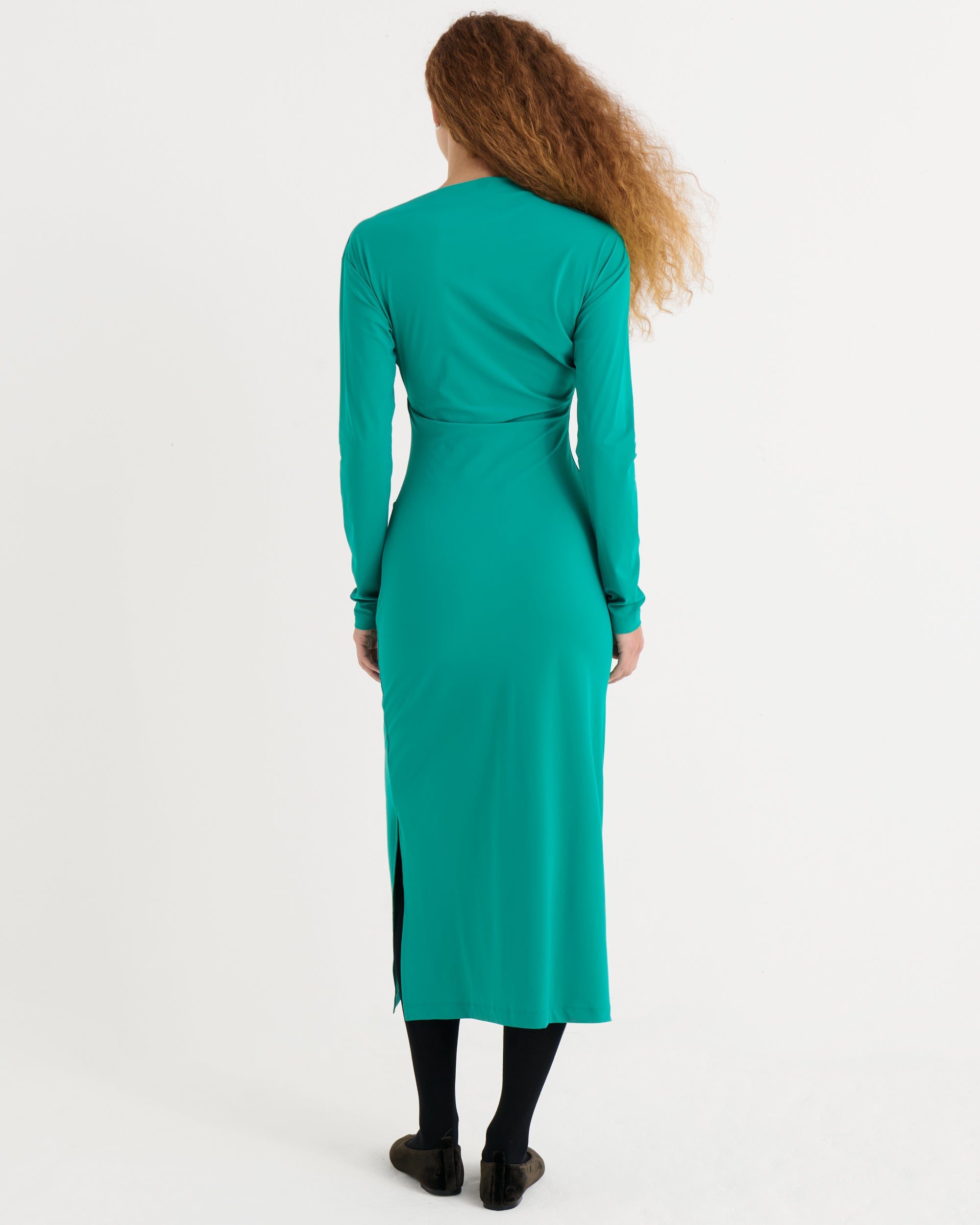 Asymmetric longsleeve dress, Teal