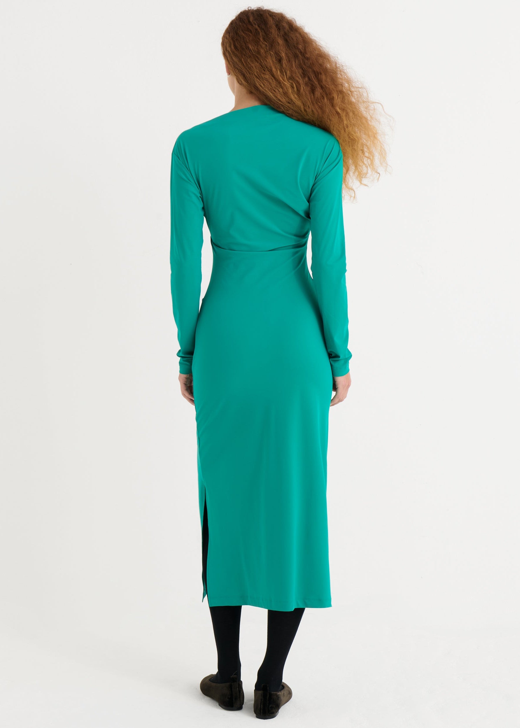 Asymmetric longsleeve dress, Teal