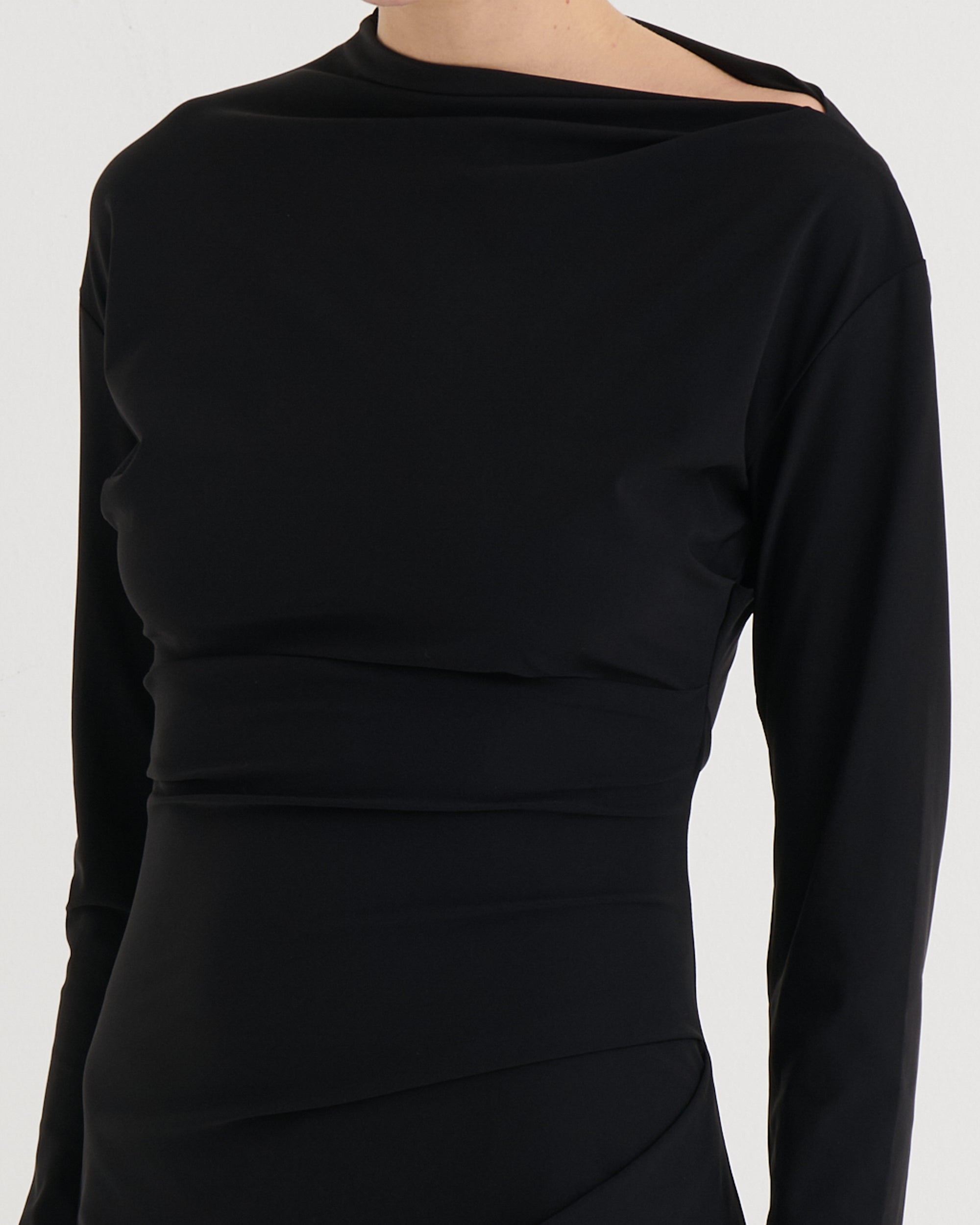 Asymmetric longsleeve dress, Black