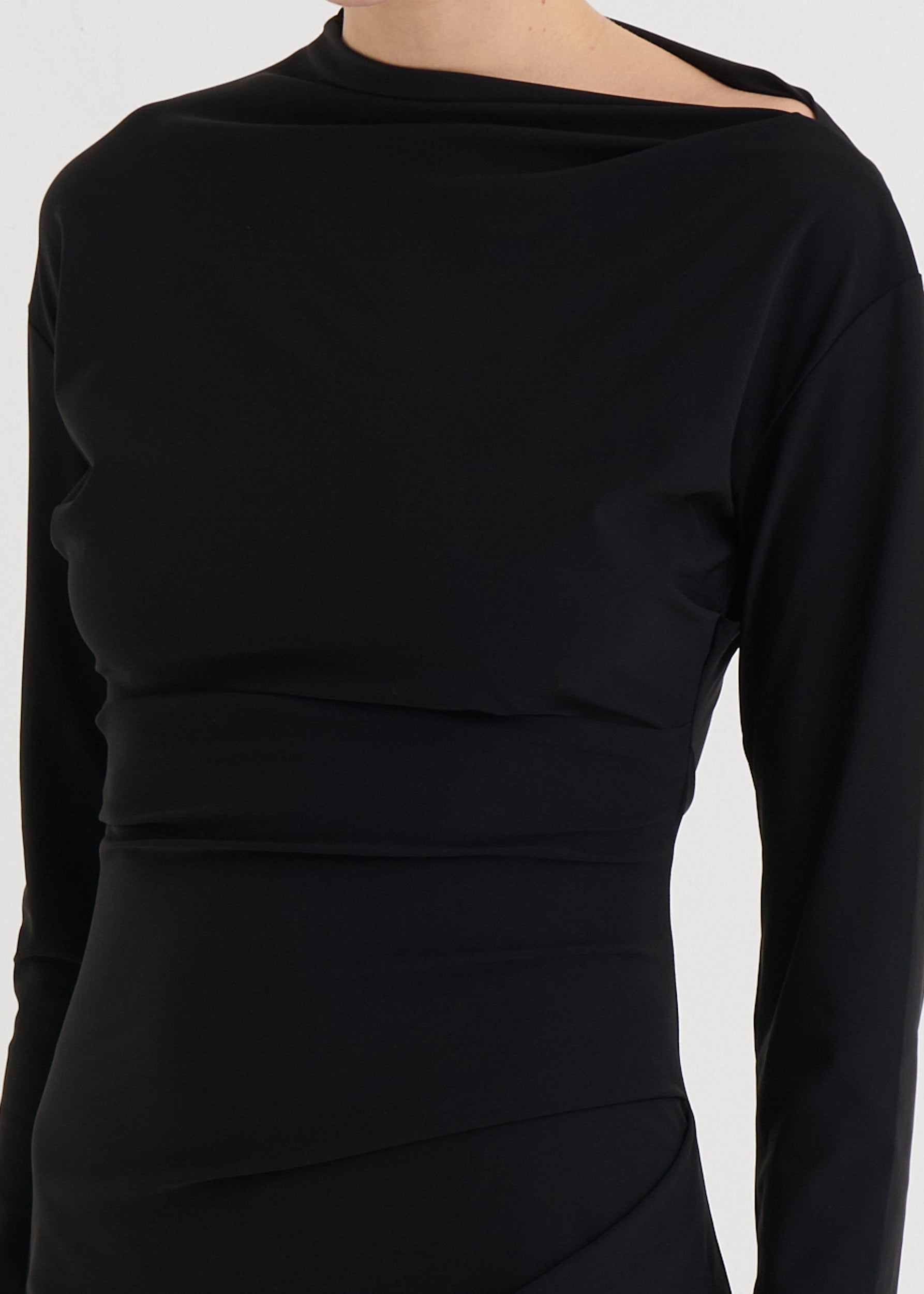 Asymmetric longsleeve dress, Black