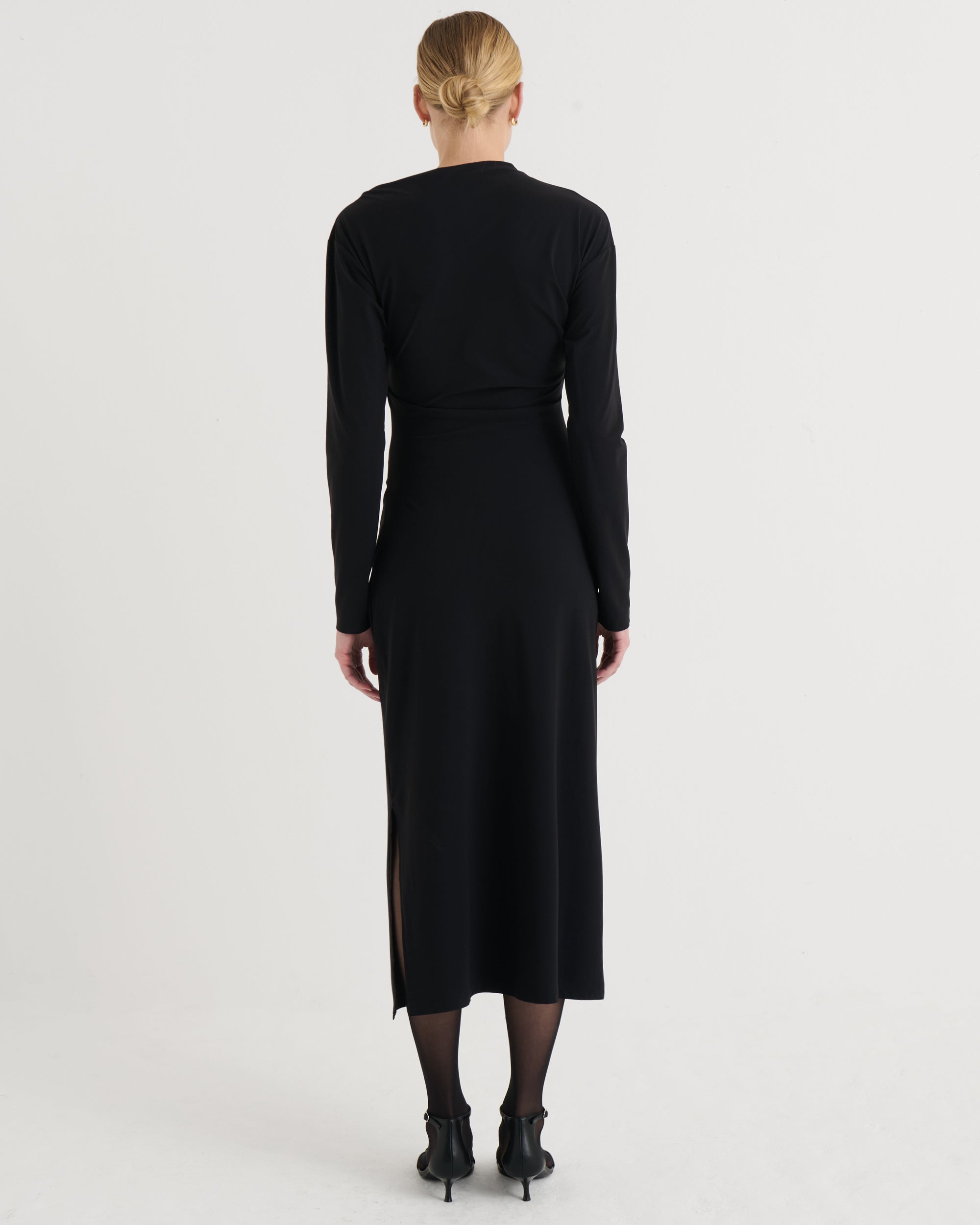 Asymmetric longsleeve dress, Black
