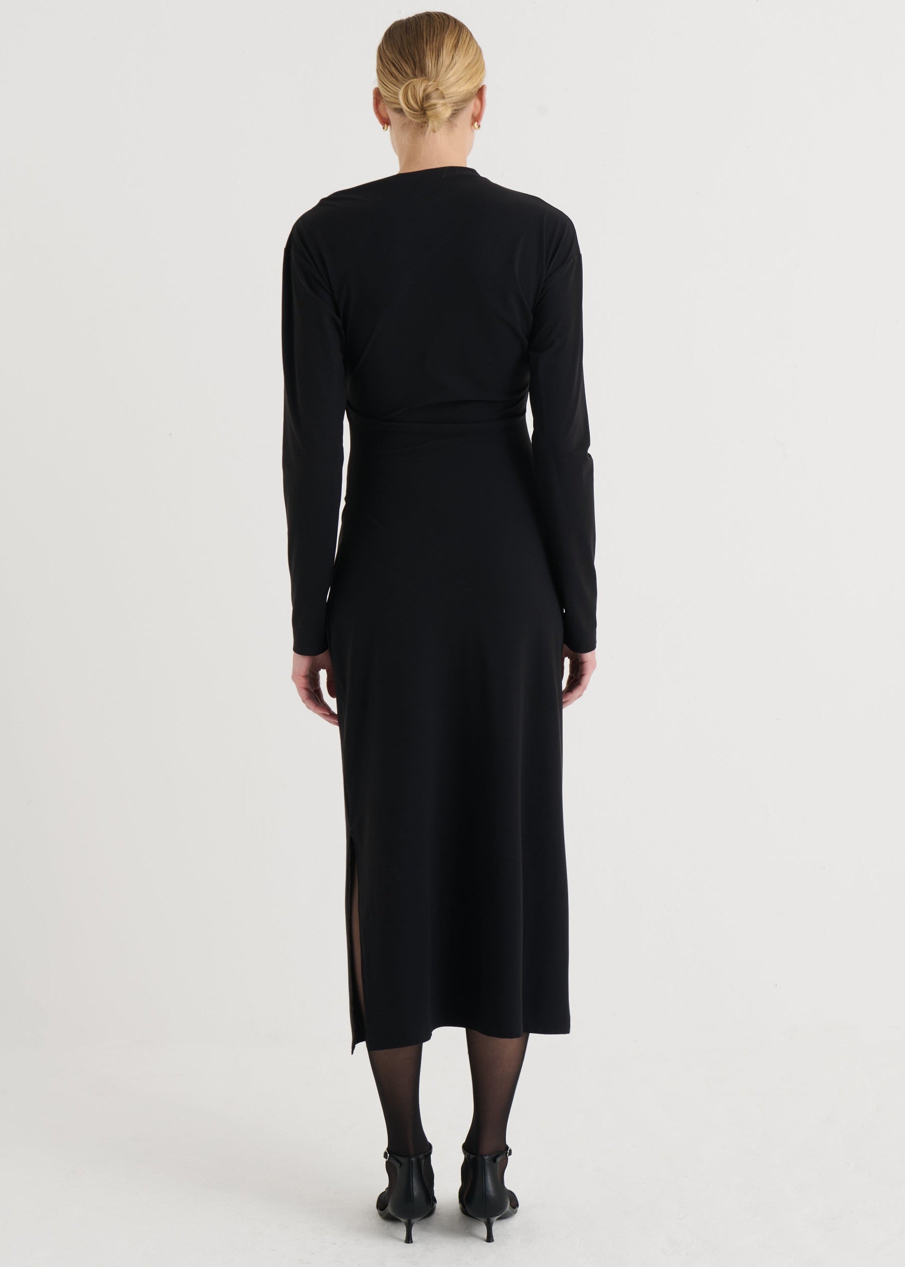 Asymmetric longsleeve dress, Black
