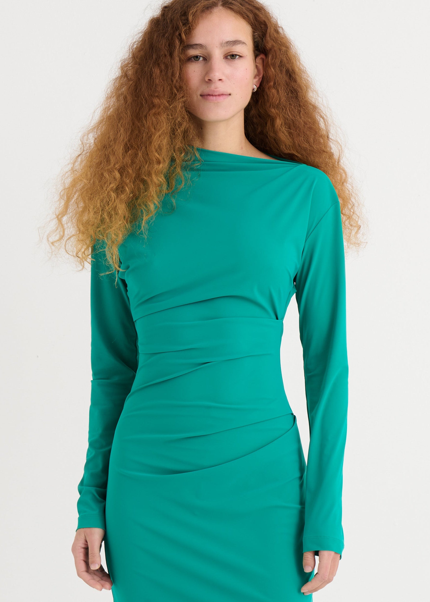 Asymmetric longsleeve dress, Teal