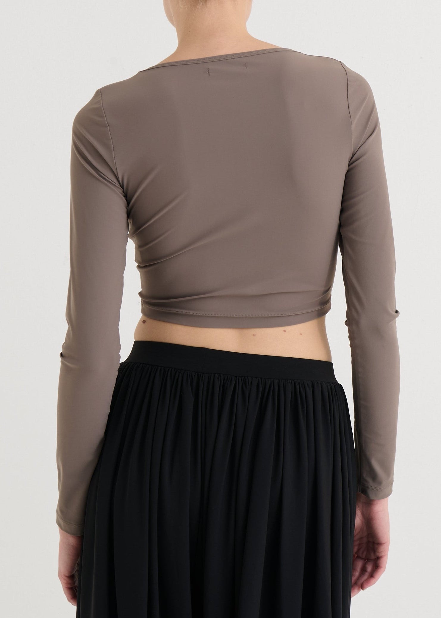 Cropped longsleeve top, Taupe