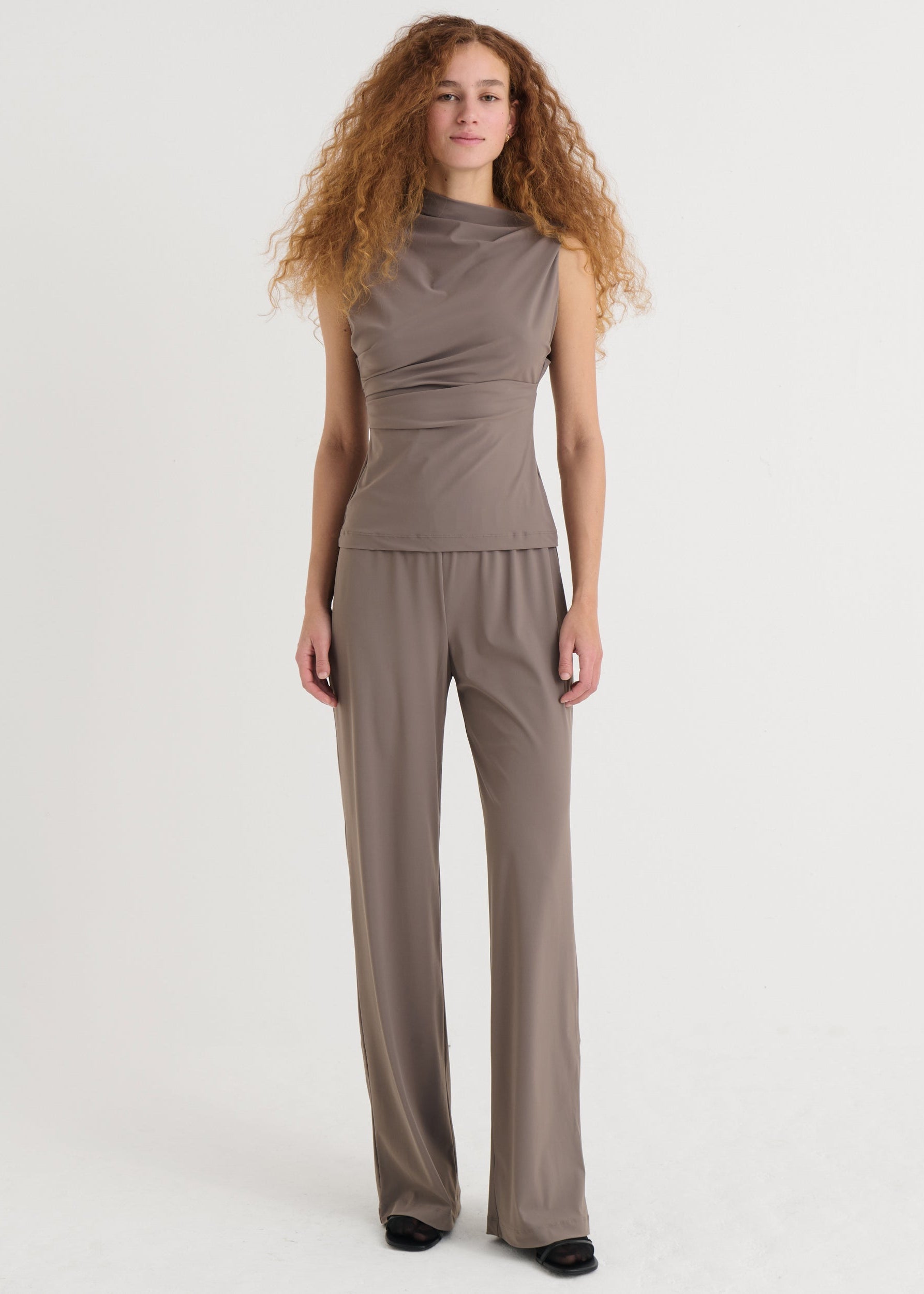 Wide fit pants, Taupe