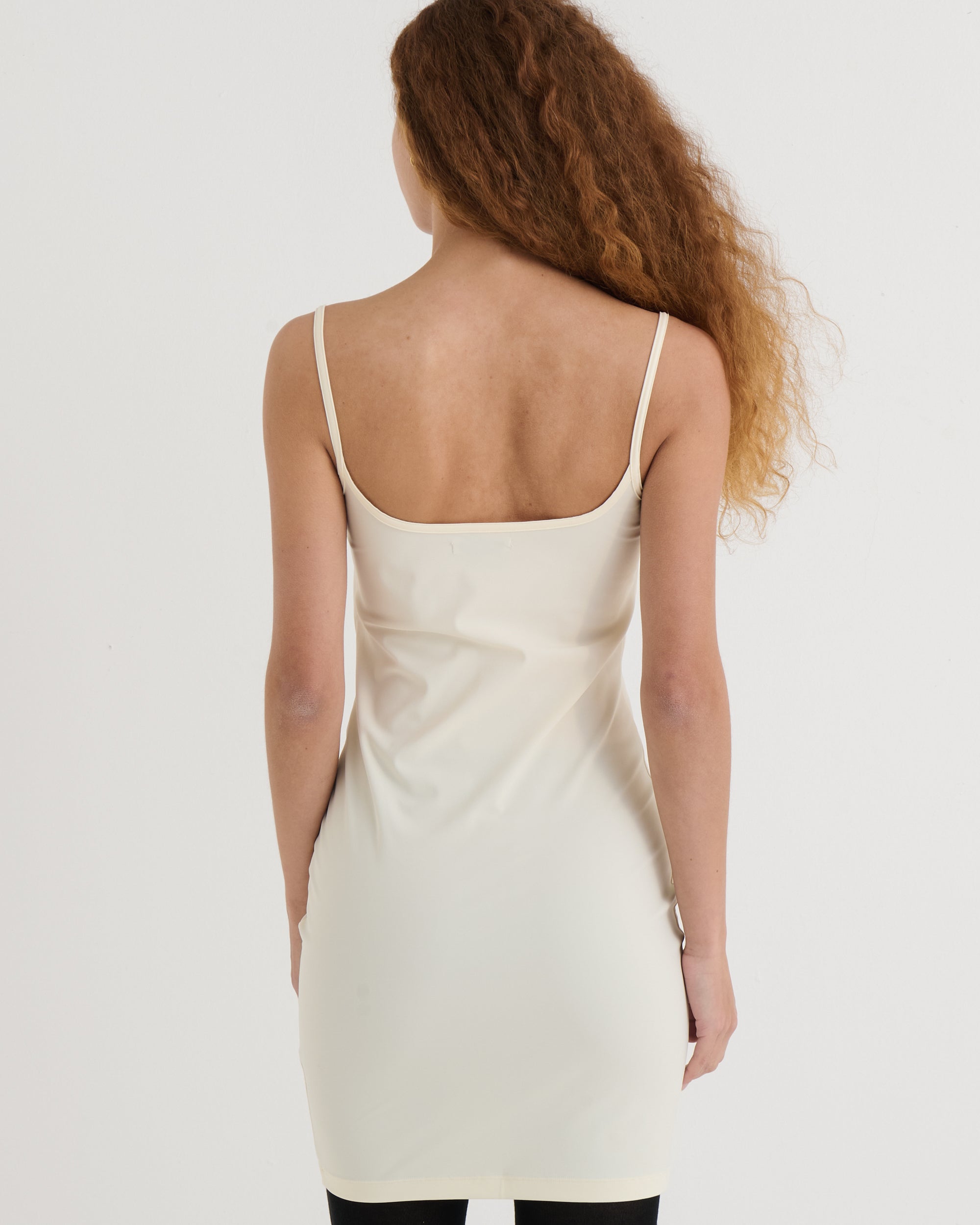 Spaghetti tank dress, Cream