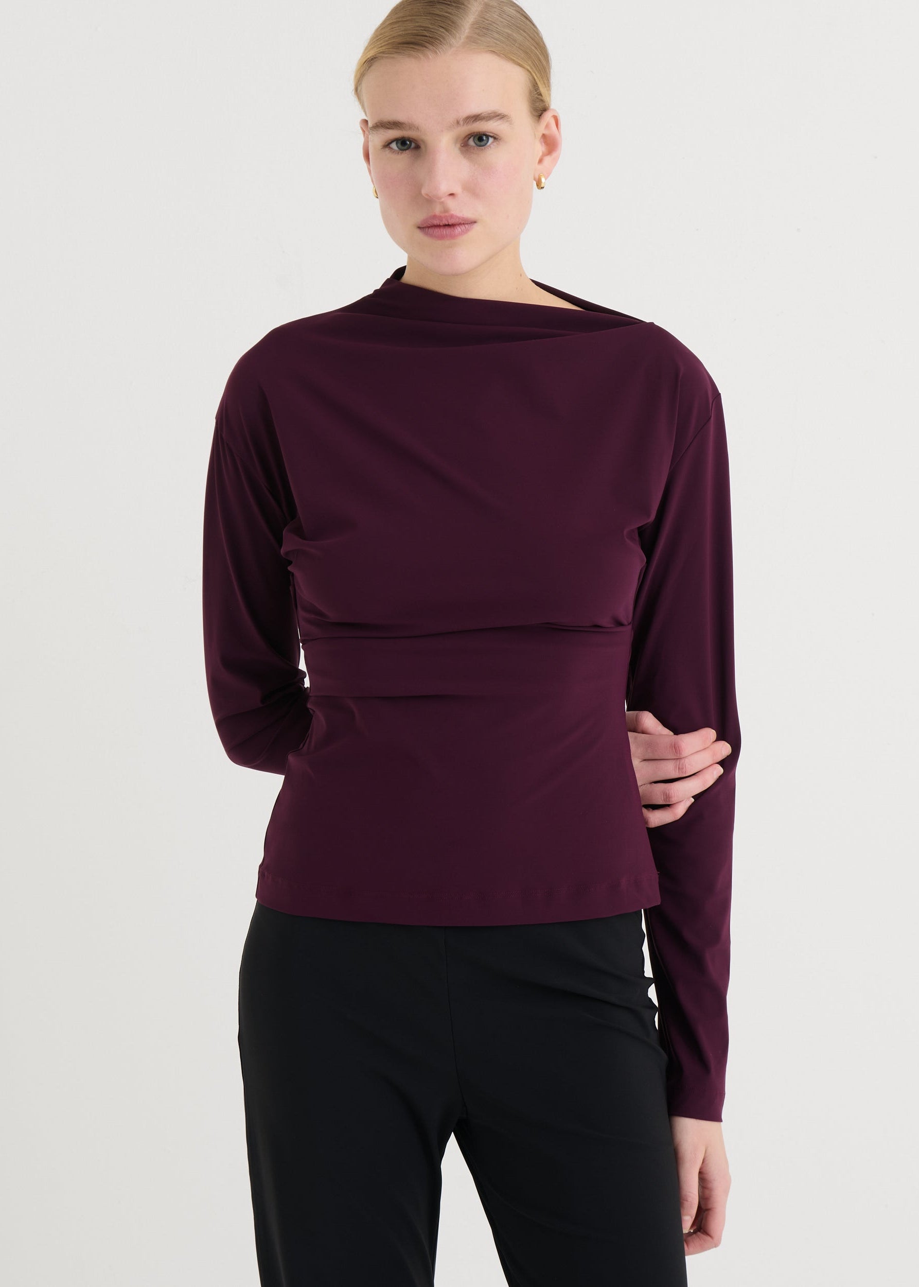 Asymmetric longsleeve top, Plum