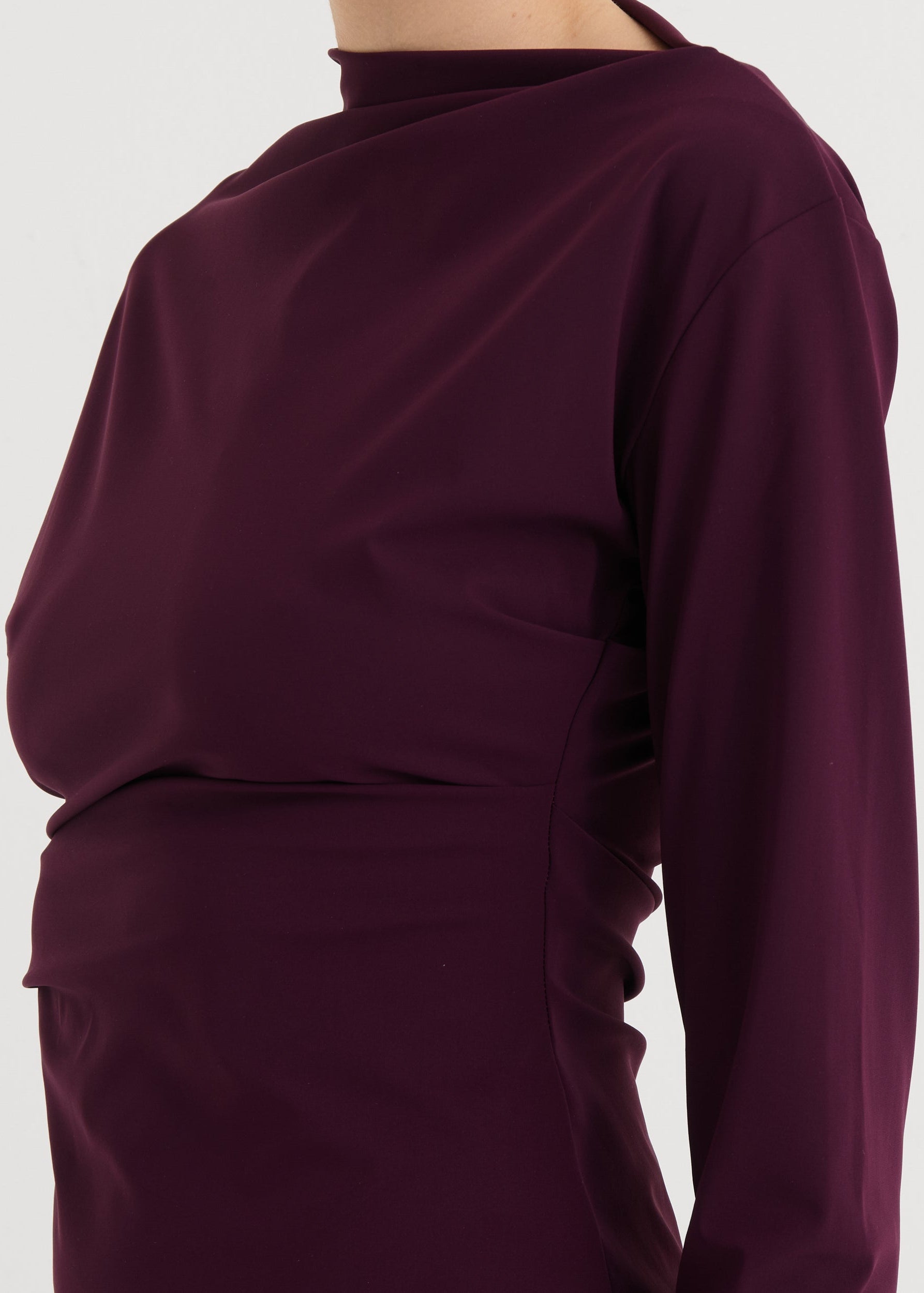 Asymmetric longsleeve top, Plum