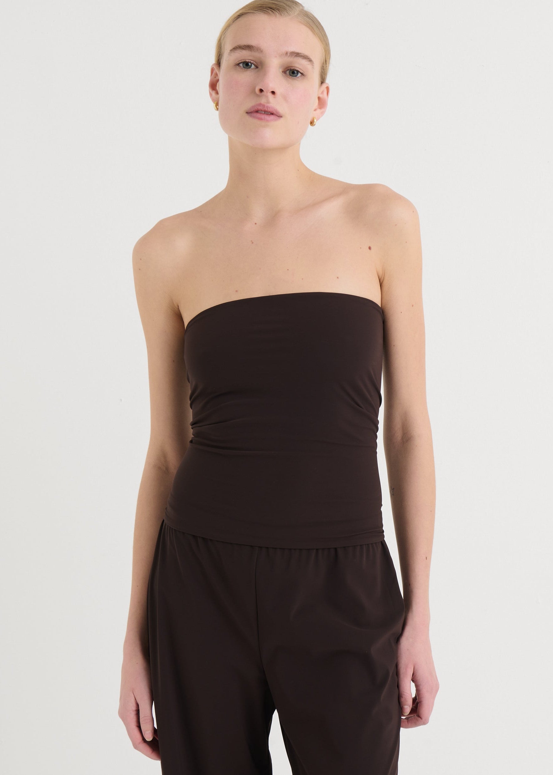 Strapless bandeau top, Cocoa