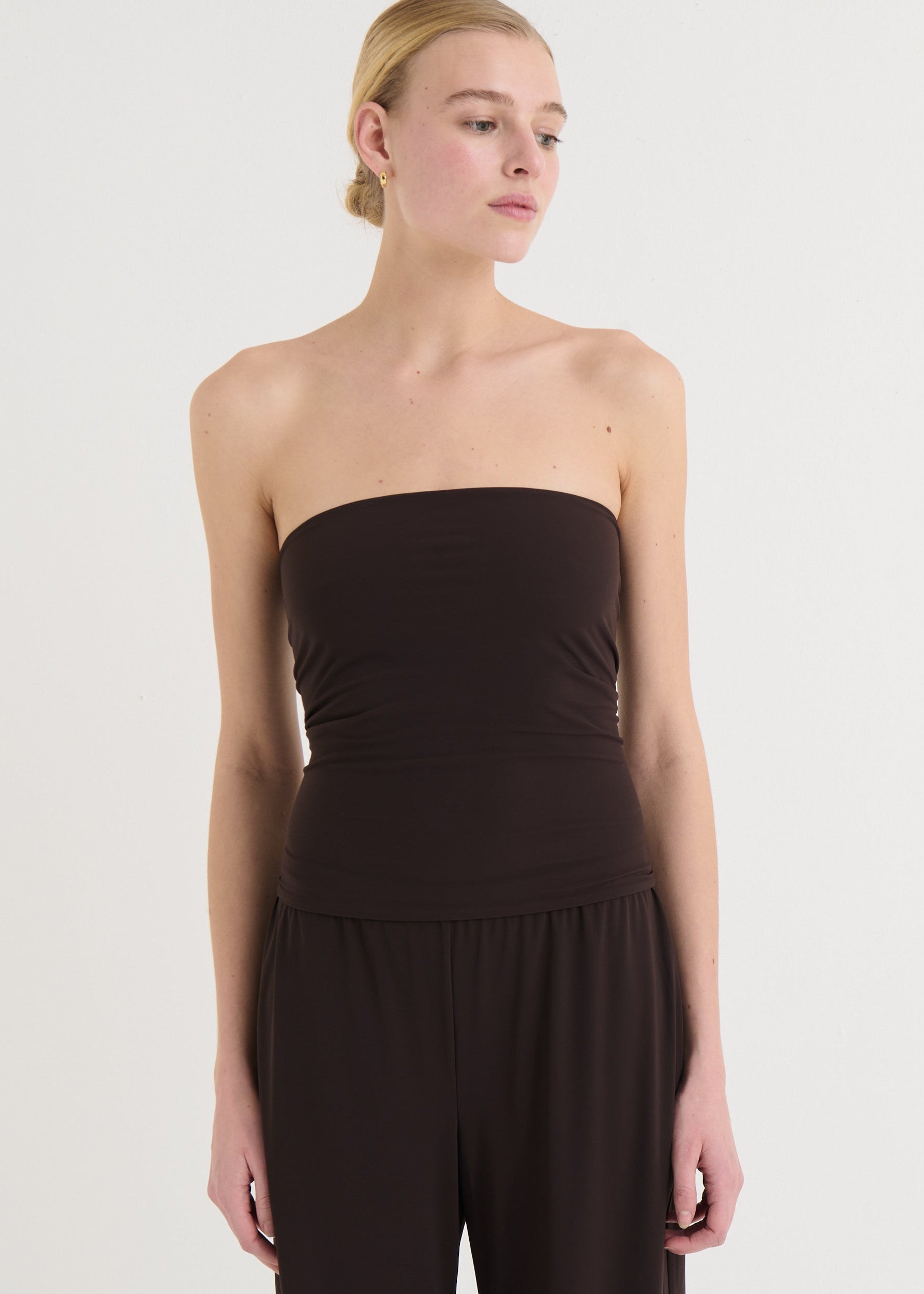 Strapless bandeau top, Cocoa