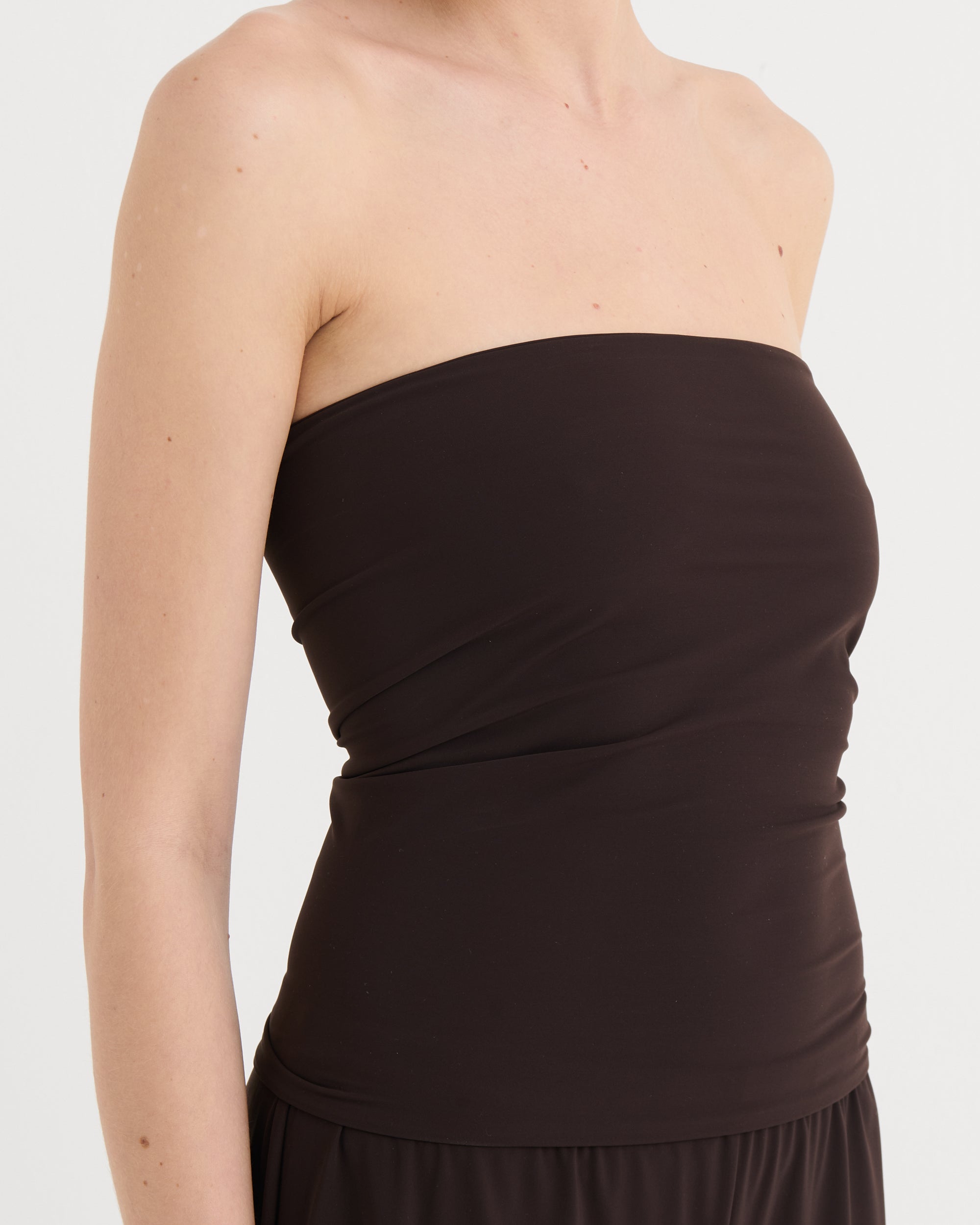 Strapless bandeau top, Cocoa