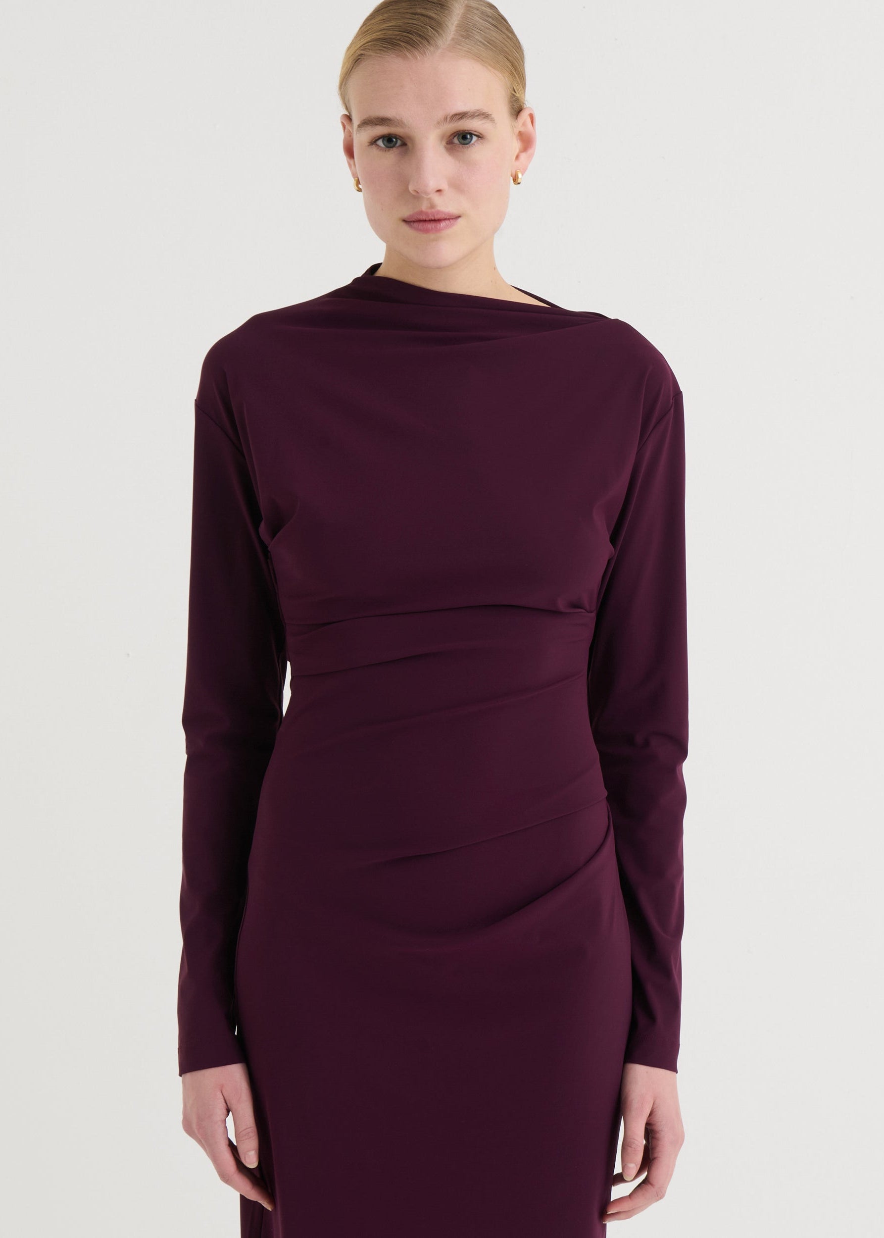Asymmetric longsleeve dress, Plum
