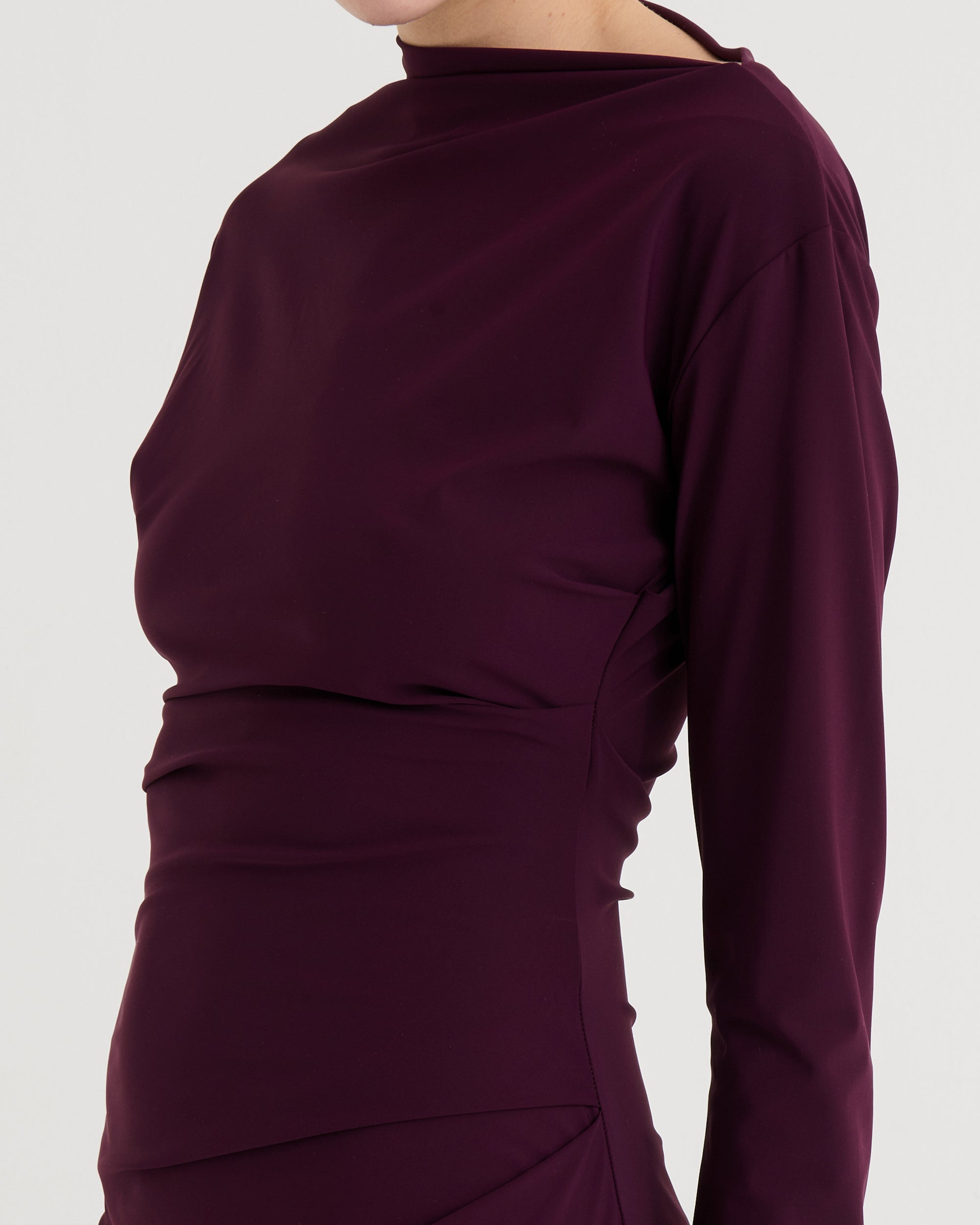 Asymmetric longsleeve dress, Plum