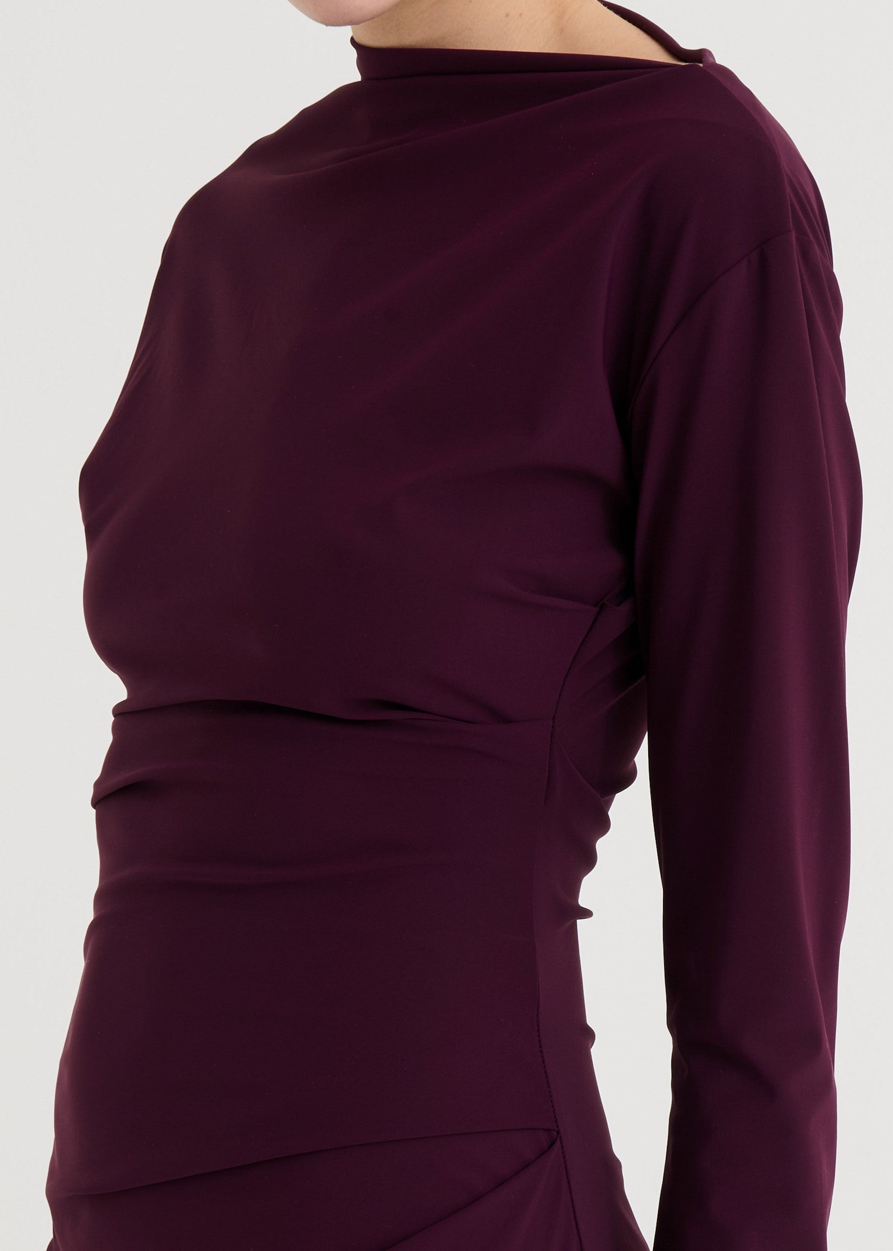 Asymmetric longsleeve dress, Plum