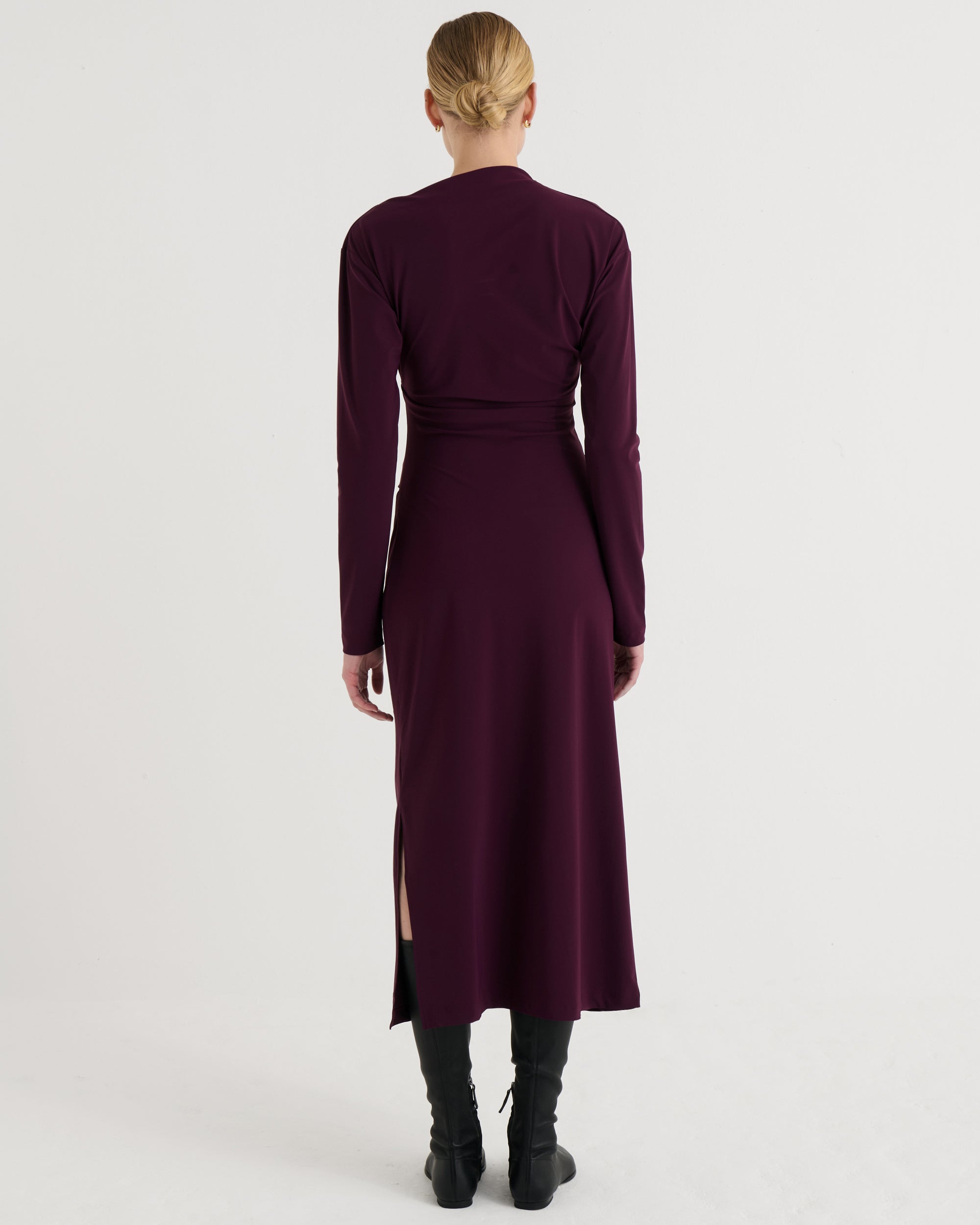 Asymmetric longsleeve dress, Plum