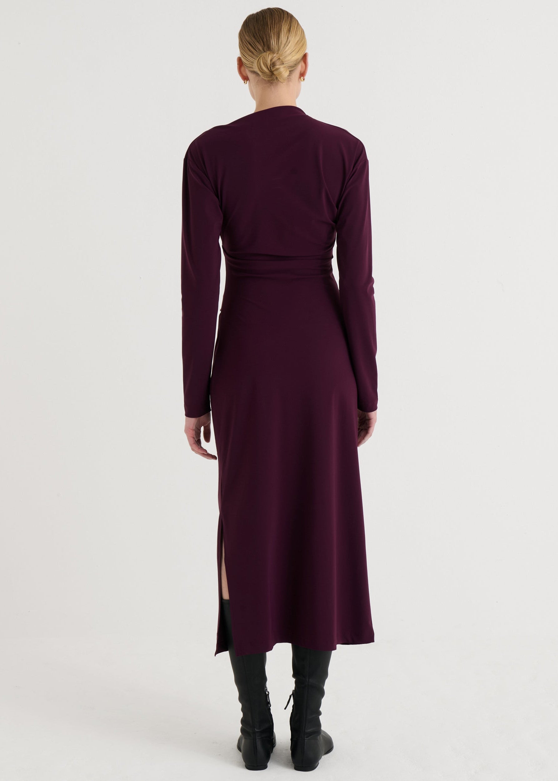 Asymmetric longsleeve dress, Plum