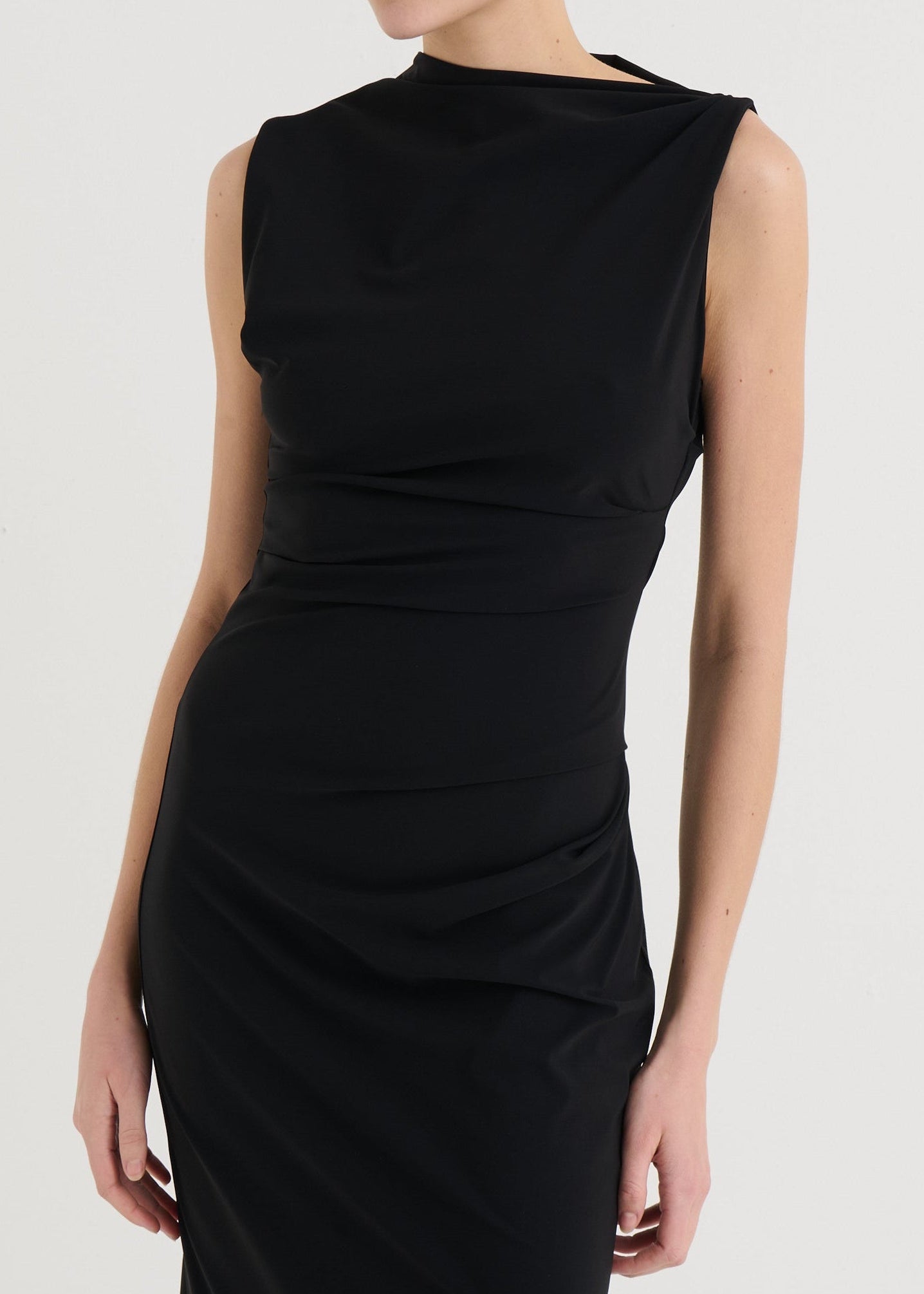 Asymmetric midi dress, Black