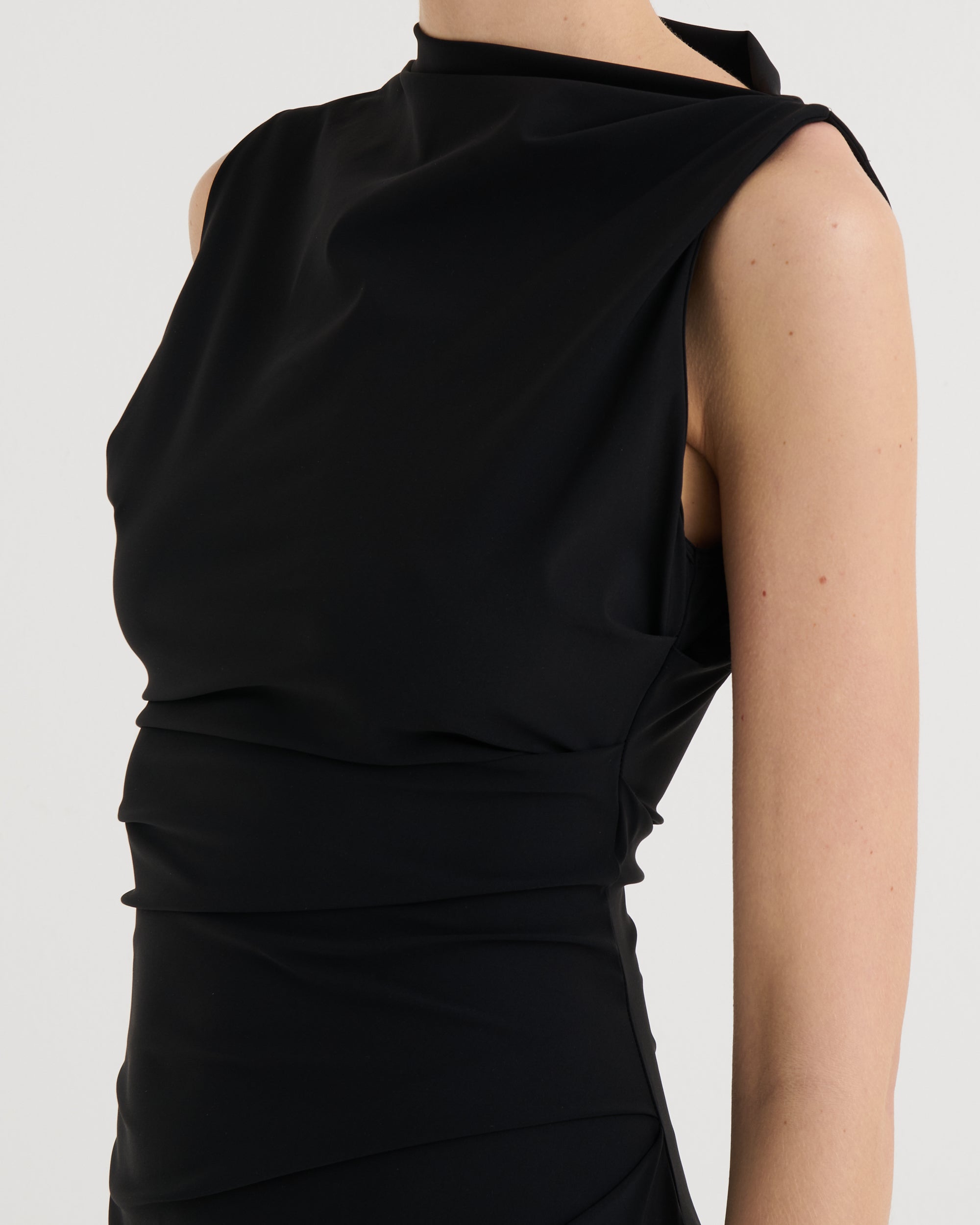 Asymmetric midi dress, Black
