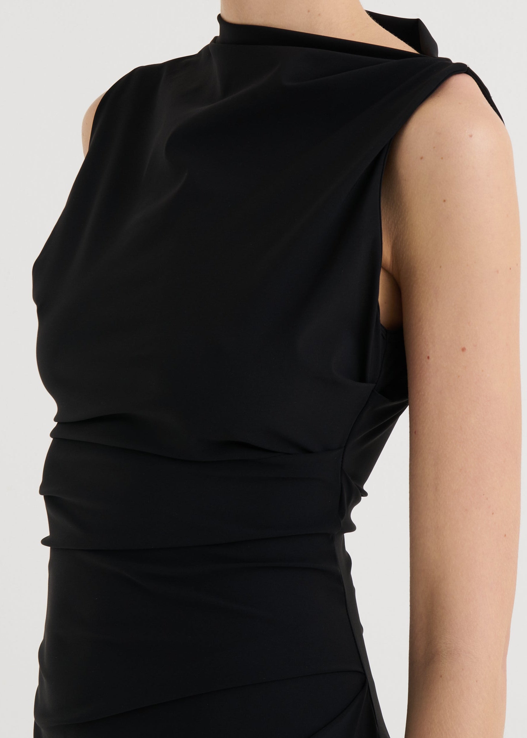 Asymmetric midi dress, Black