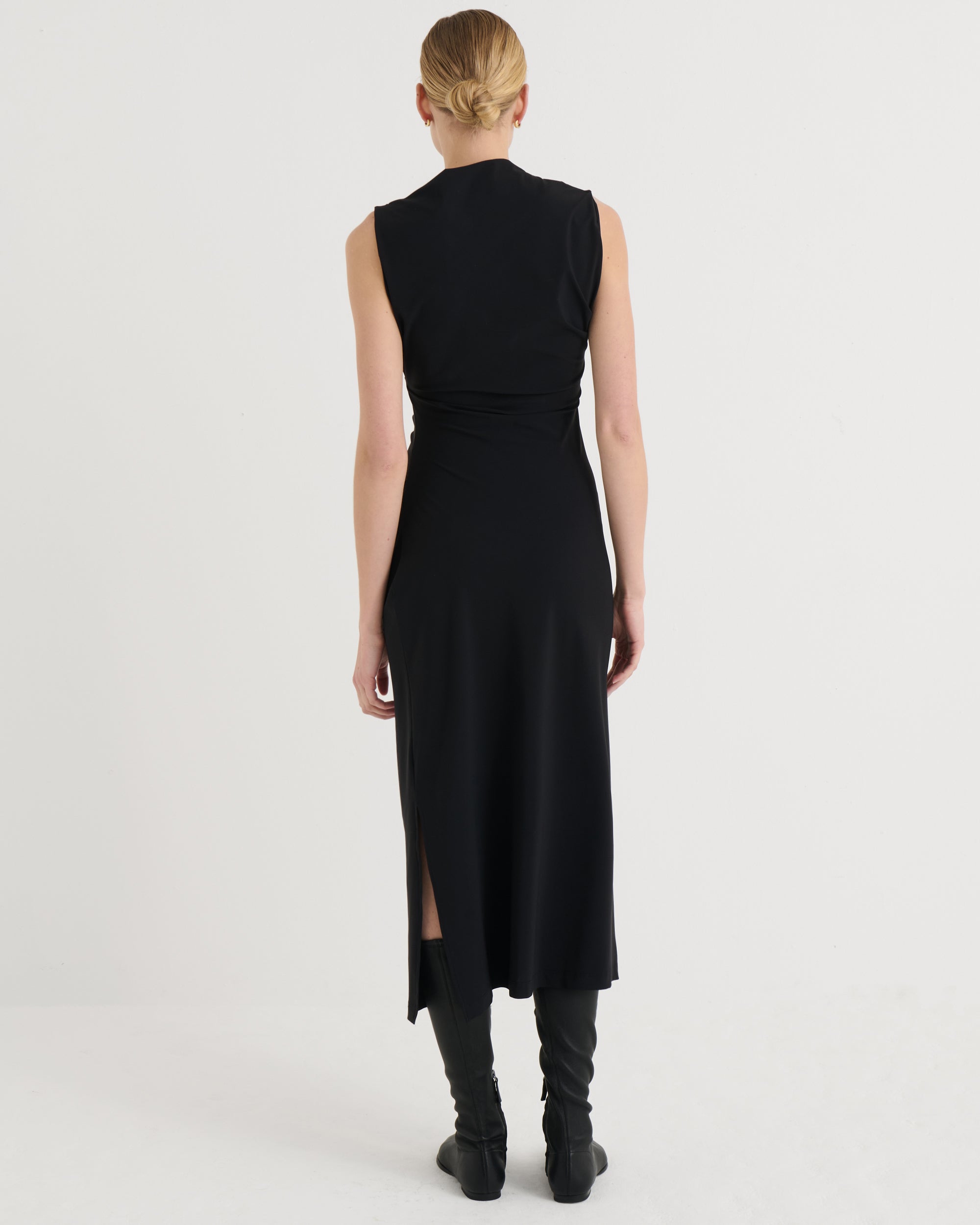 Asymmetric midi dress, Black