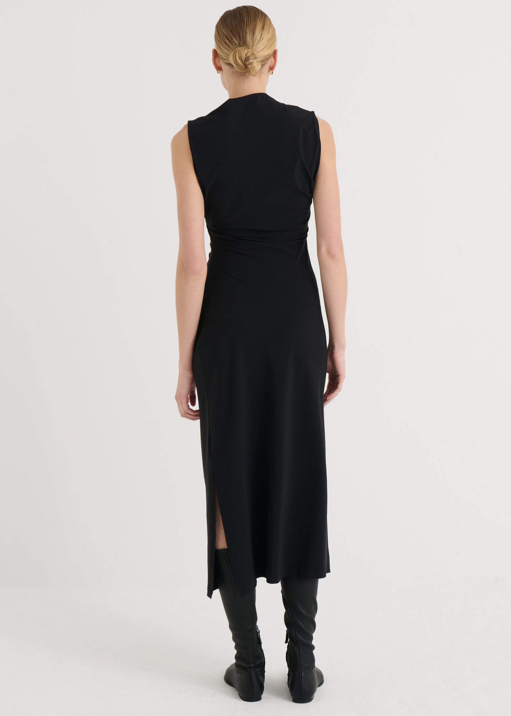 Asymmetric midi dress, Black