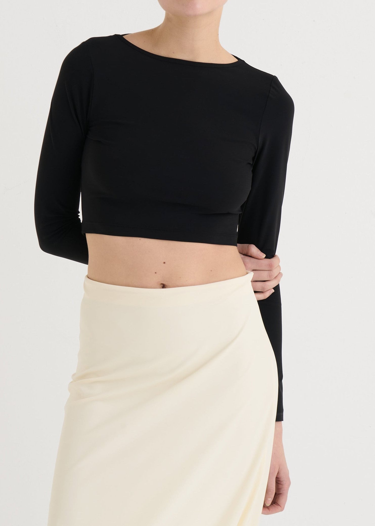 Cropped longsleeve top, Black