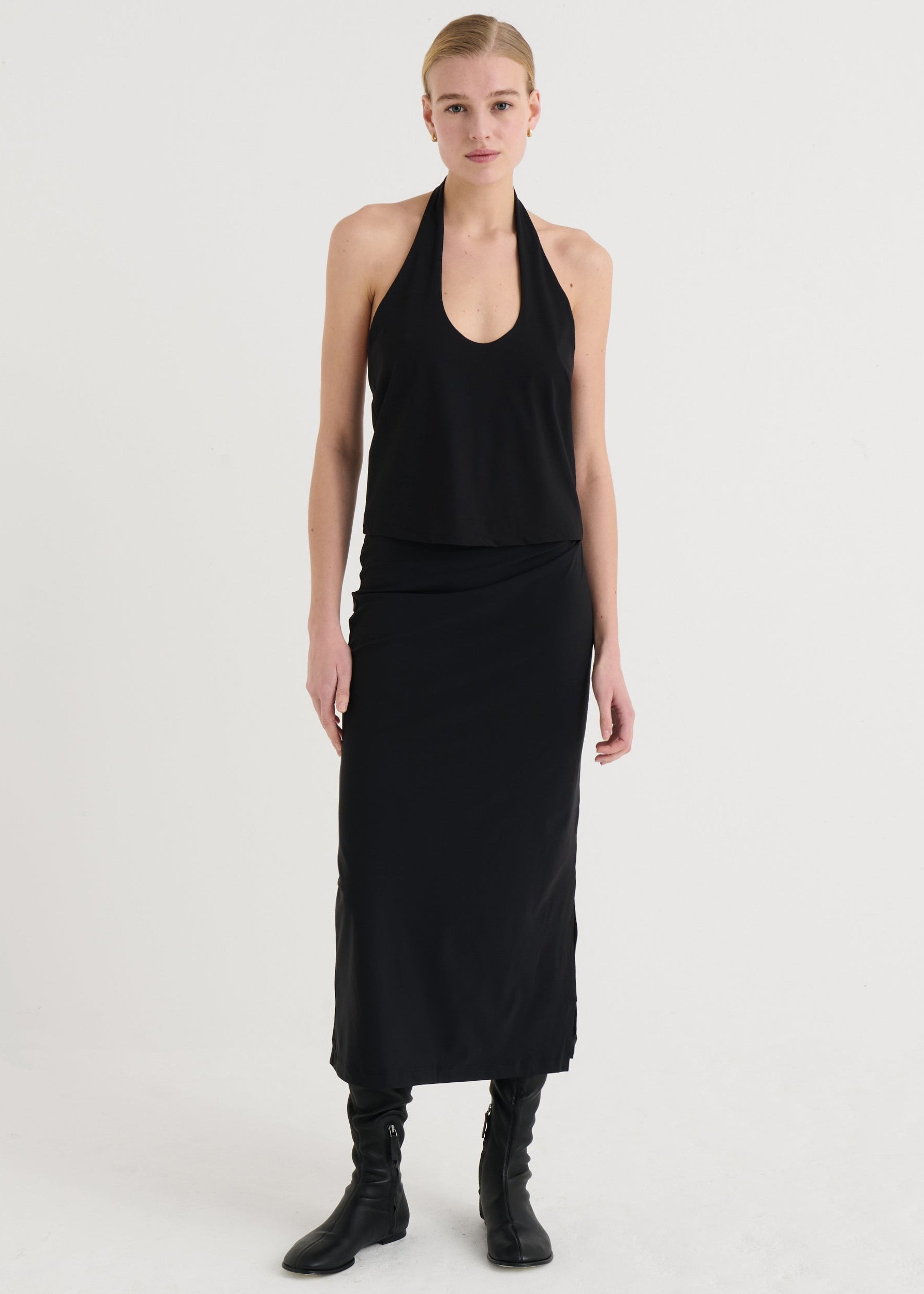 Asymmetric midi skirt, Black