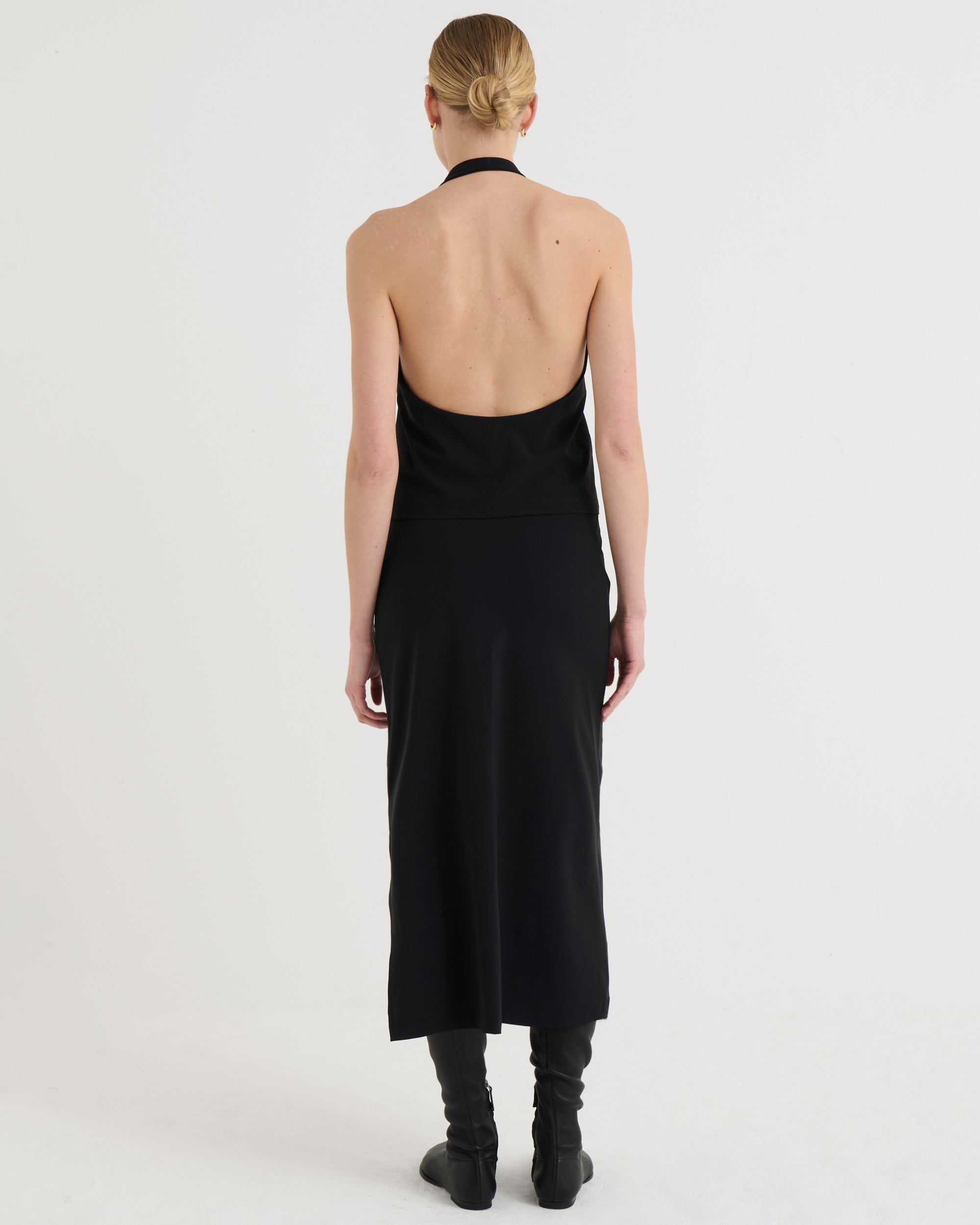 Side-split midi skirt, Black