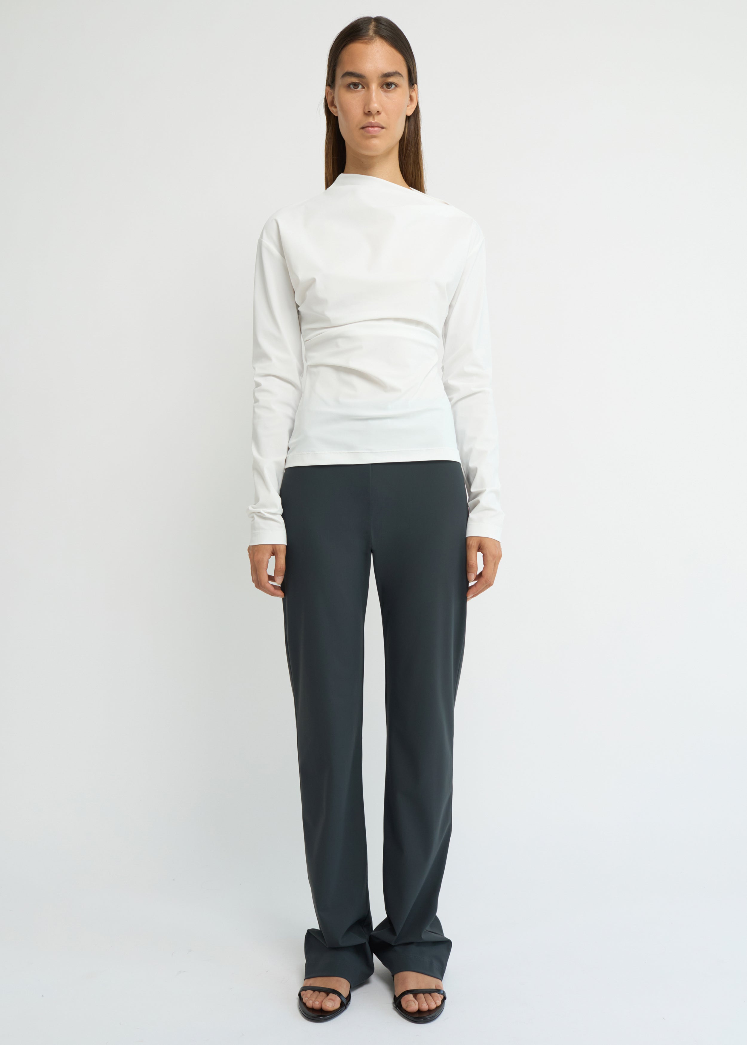 Charcoal straight-fit jersey pants in recycled Italian stretch fabric