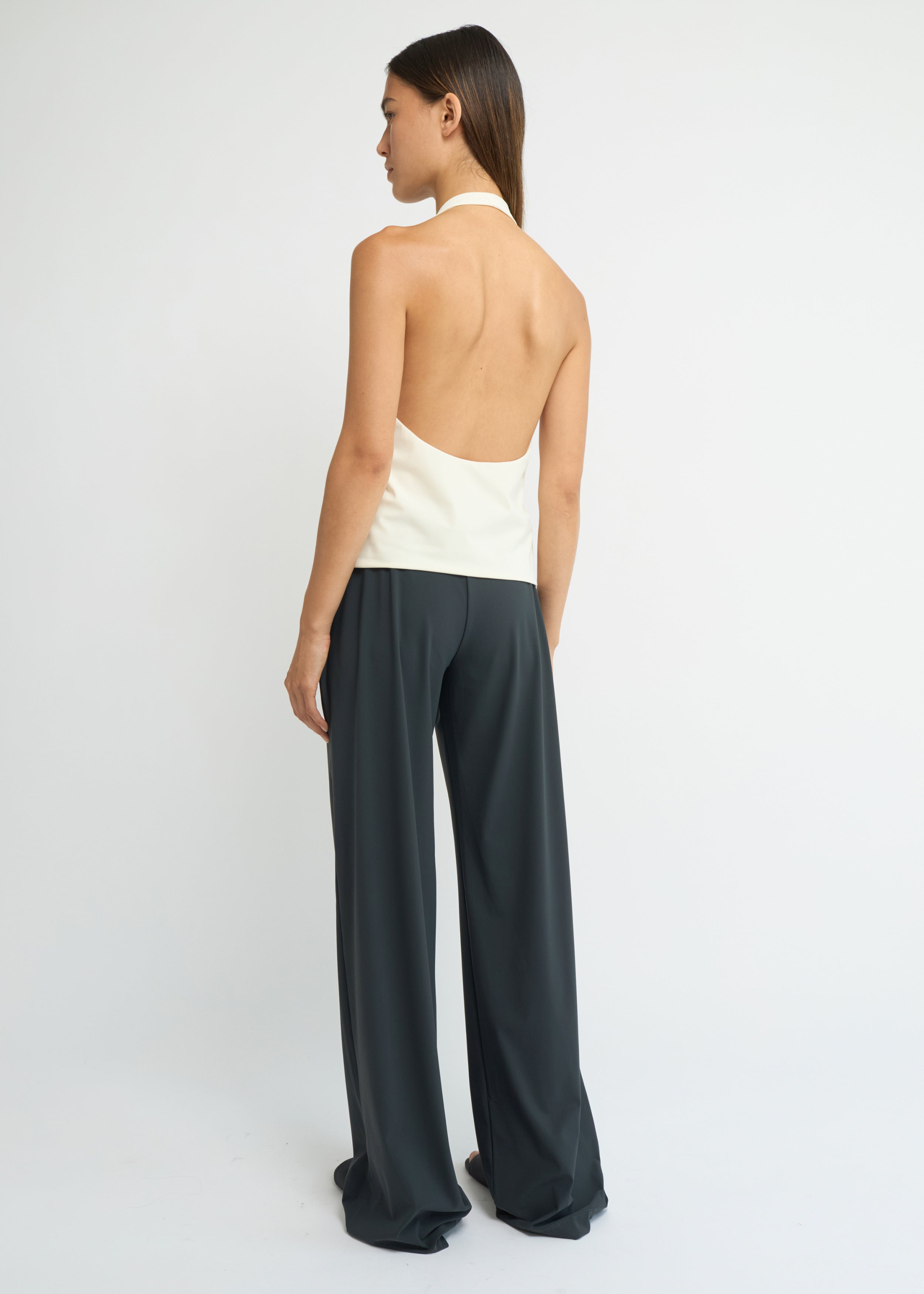 Charcoal wide relaxed-fit jersey pants