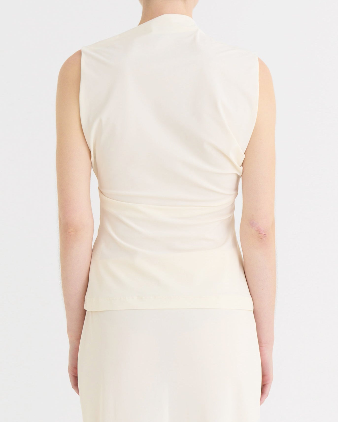 Asymmetric sleeveless top, Cream