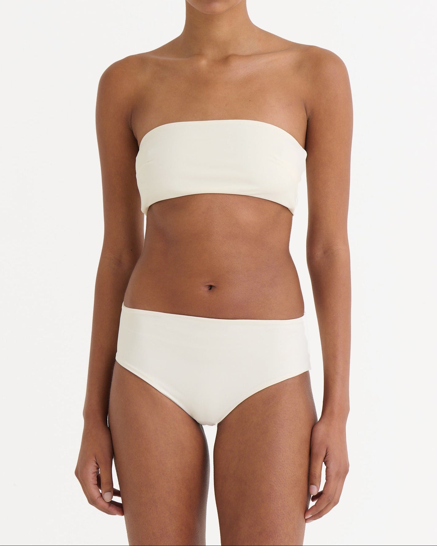 Cropped bandeau top, Cream