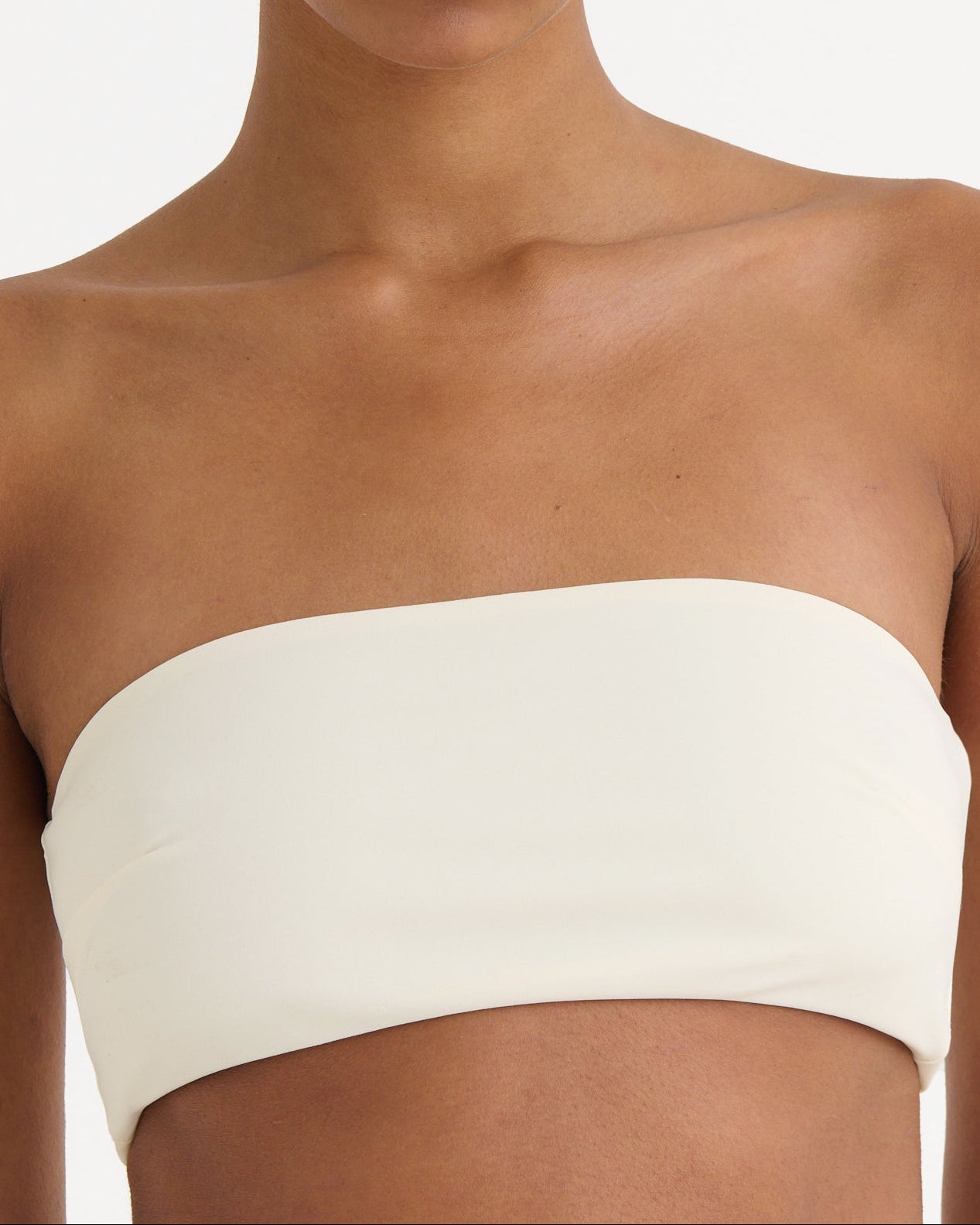 Cropped bandeau top, Cream