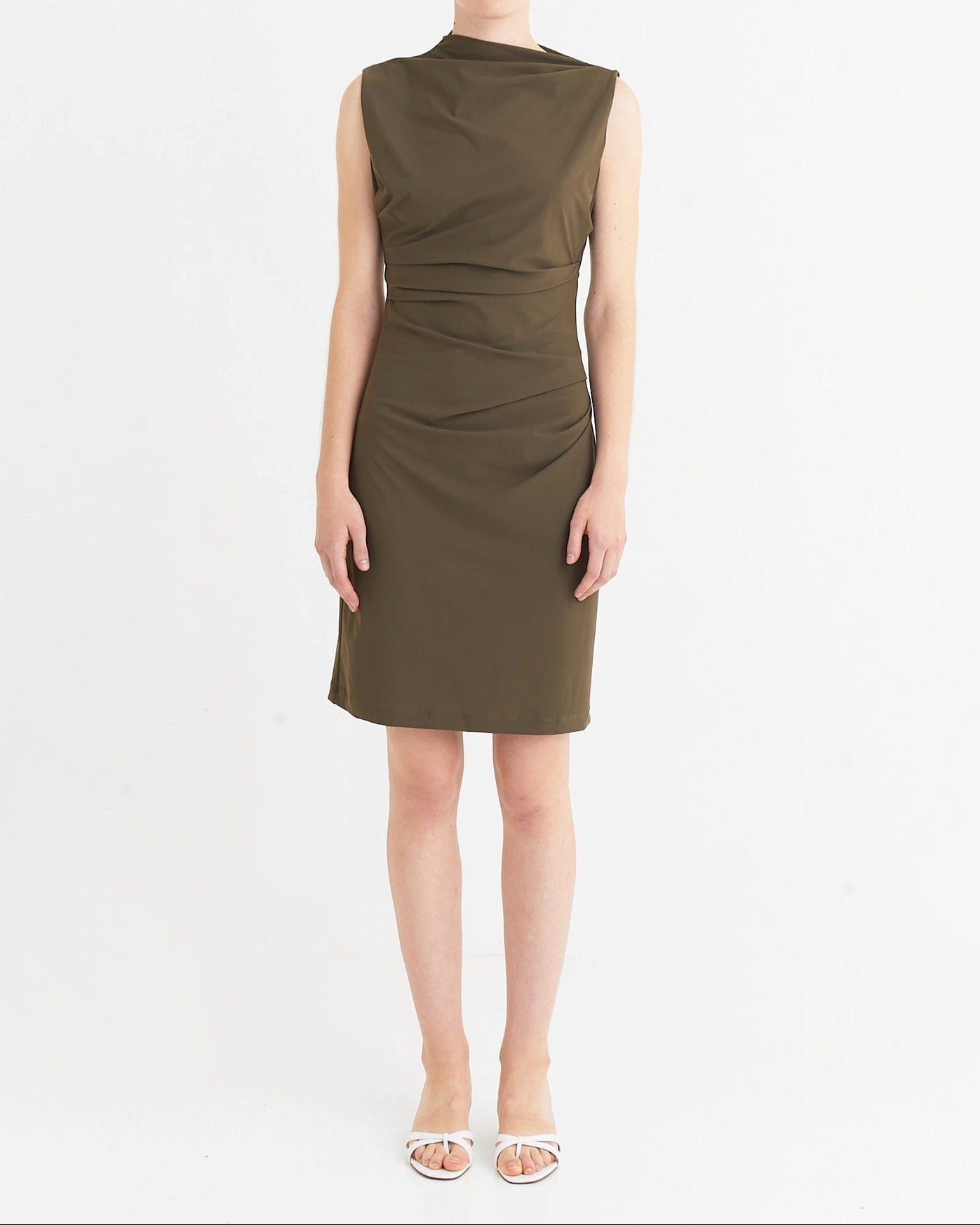 Asymmetric mini dress, Moss