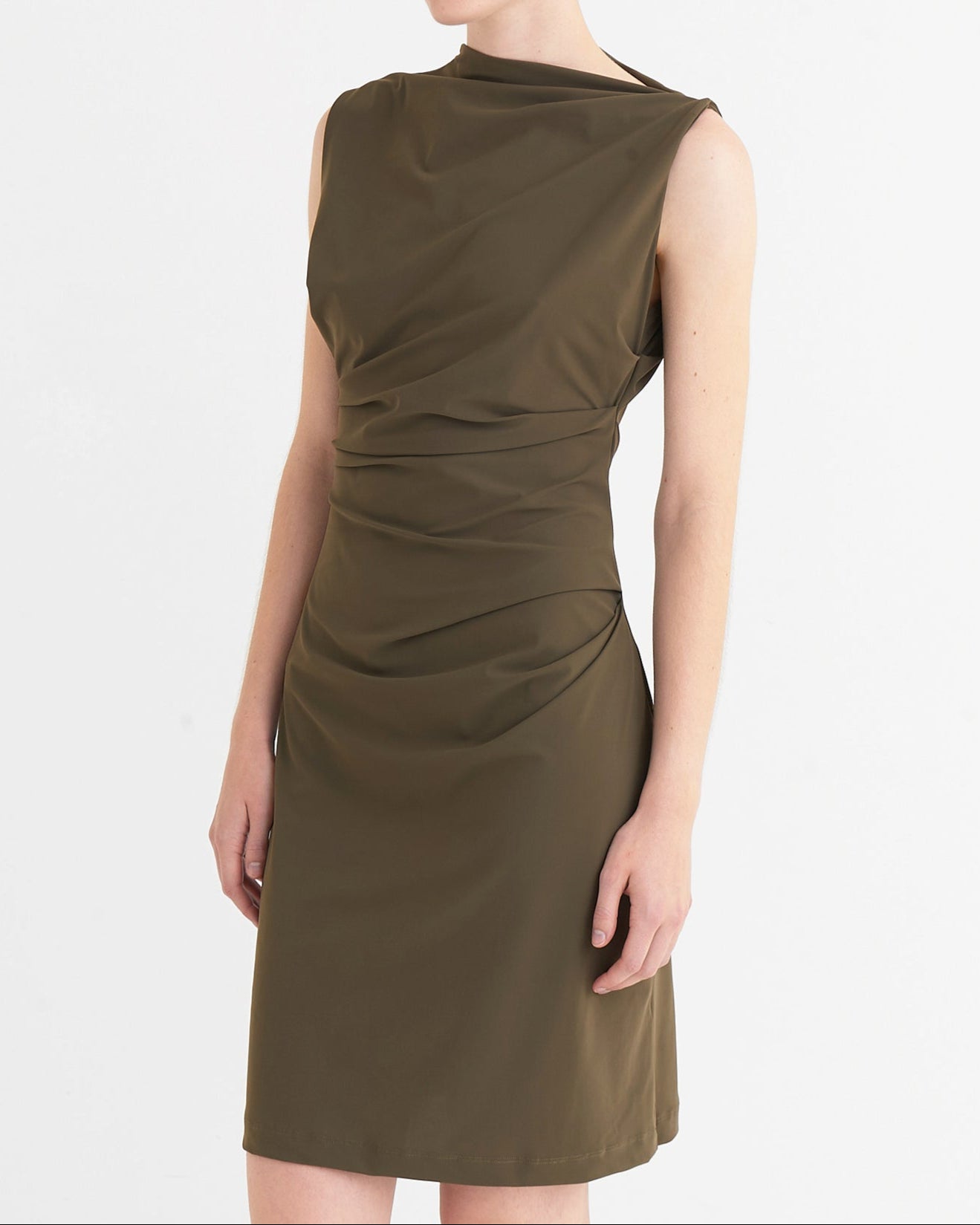 Asymmetric mini dress, Moss