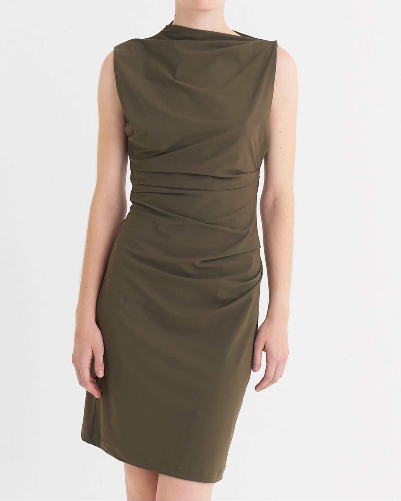 Asymmetric mini dress, Moss