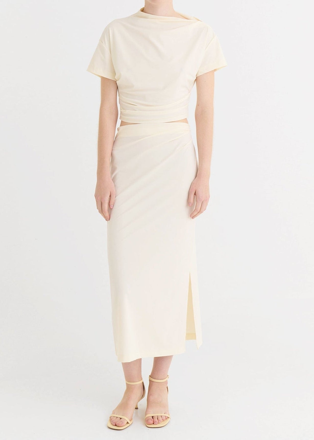 Asymmetric midi skirt, Cream