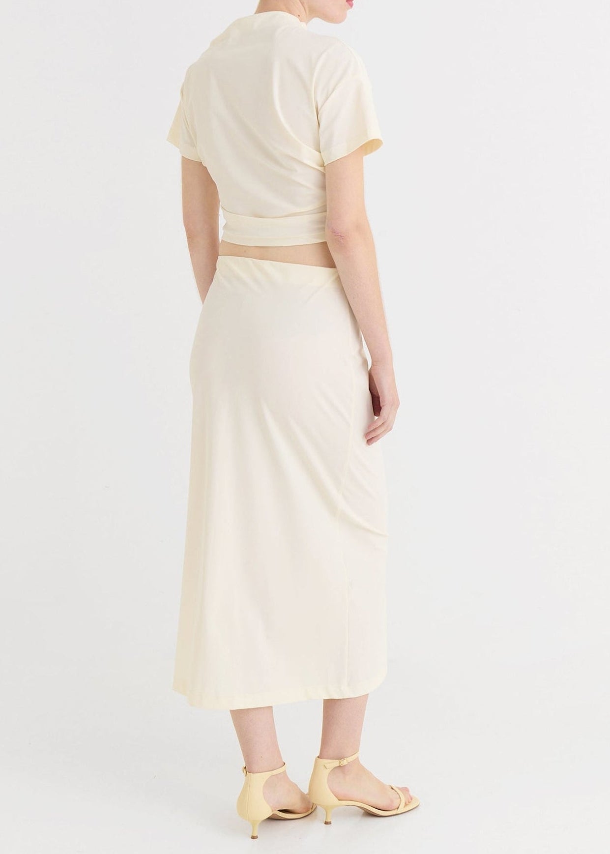 Asymmetric midi skirt, Cream