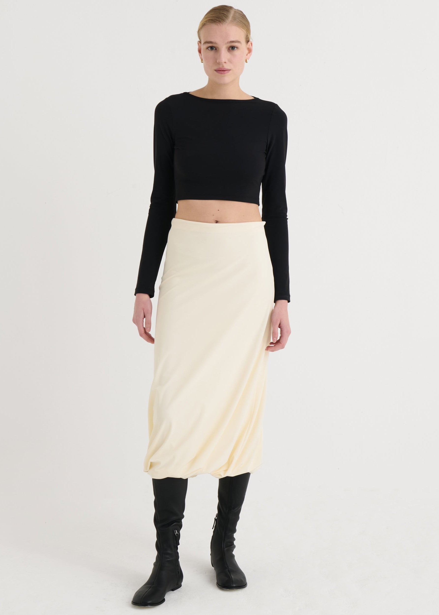 Twisted midi skirt, Cream