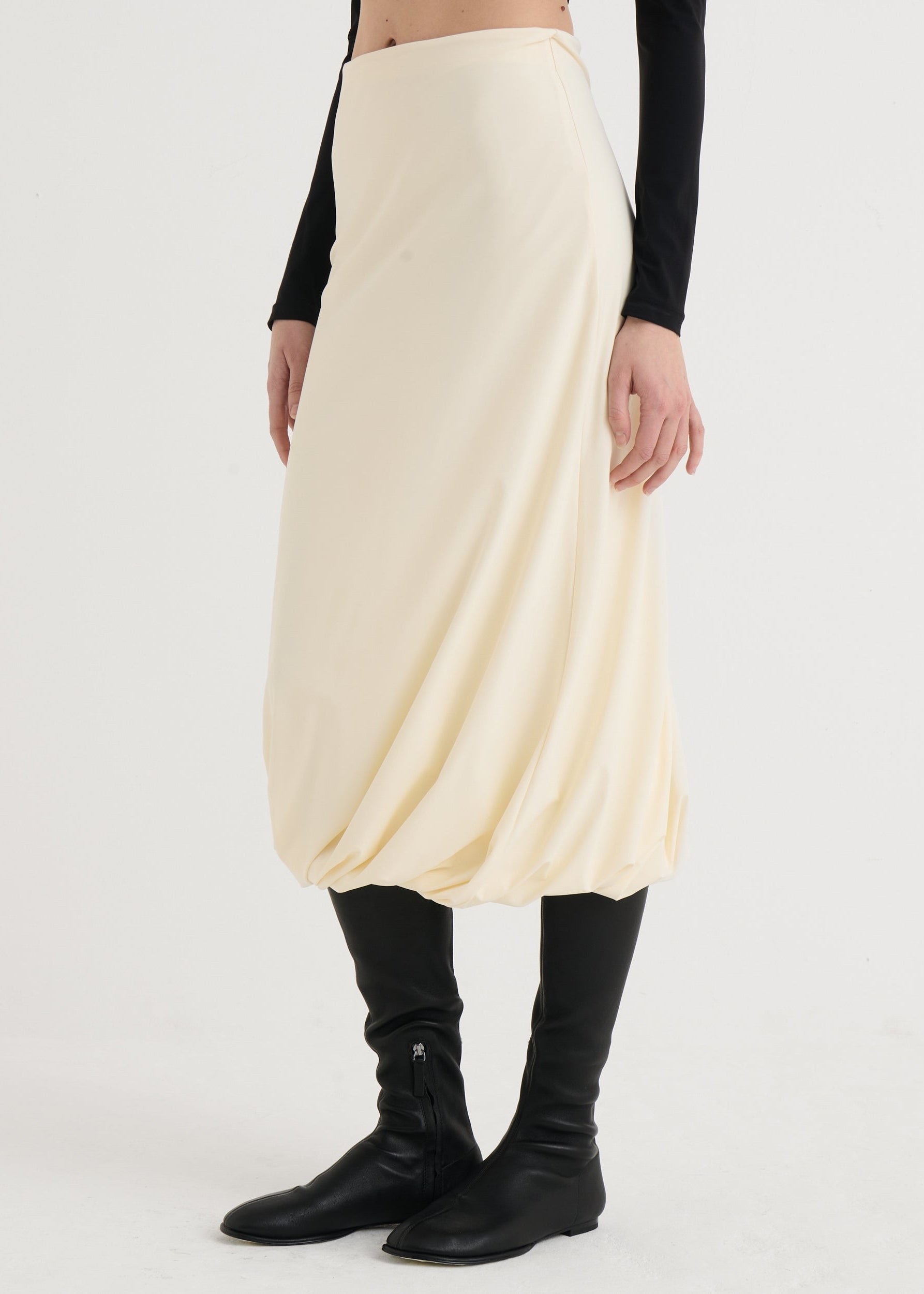 Twisted midi skirt, Cream
