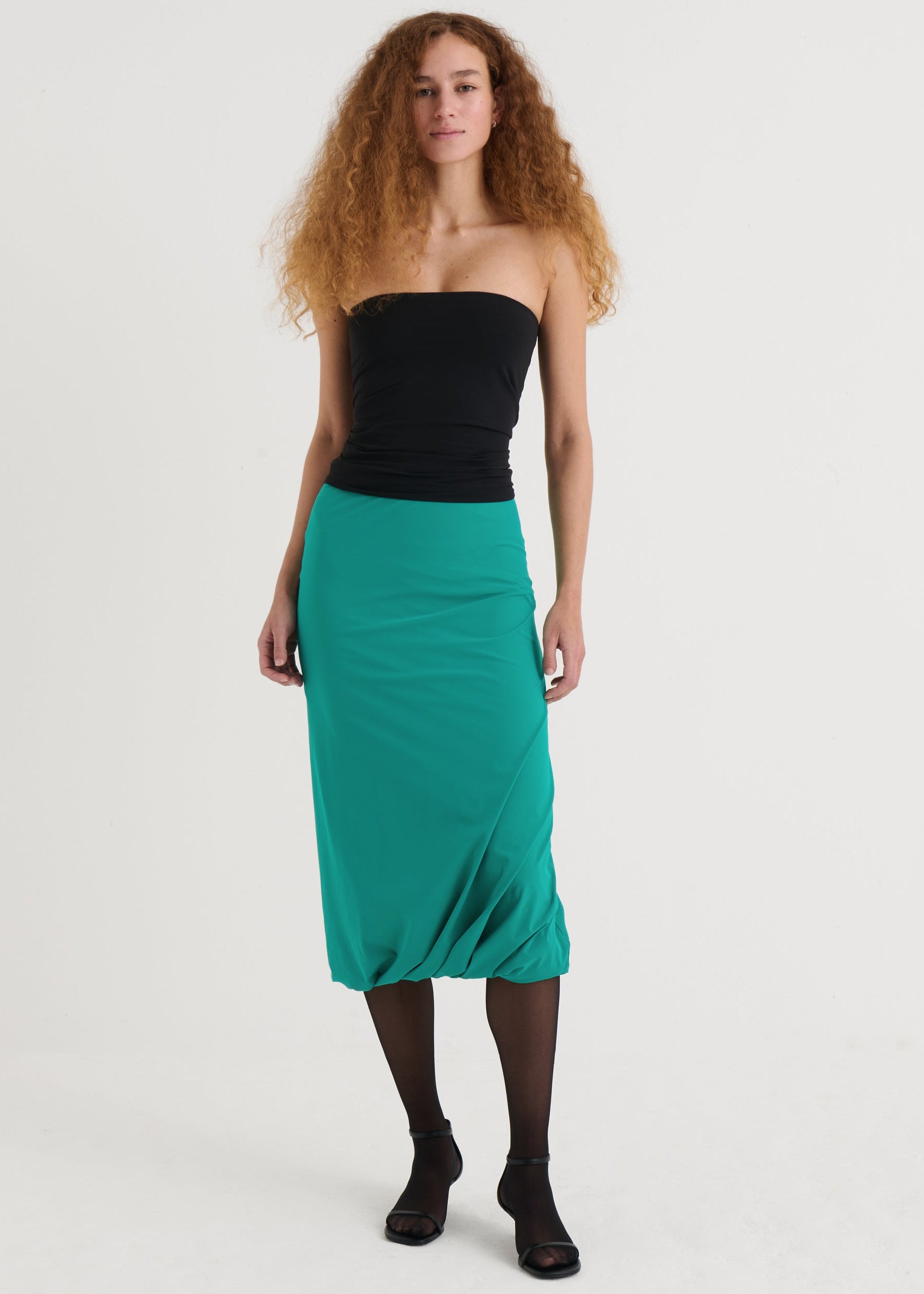 Twisted midi skirt, Teal