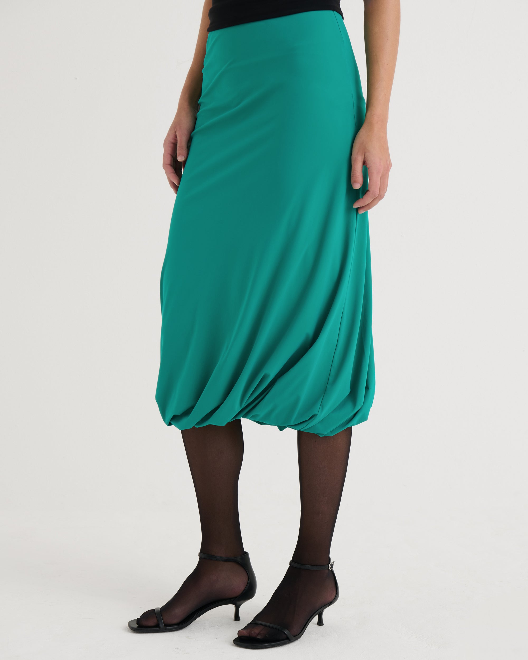 Twisted midi skirt, Teal