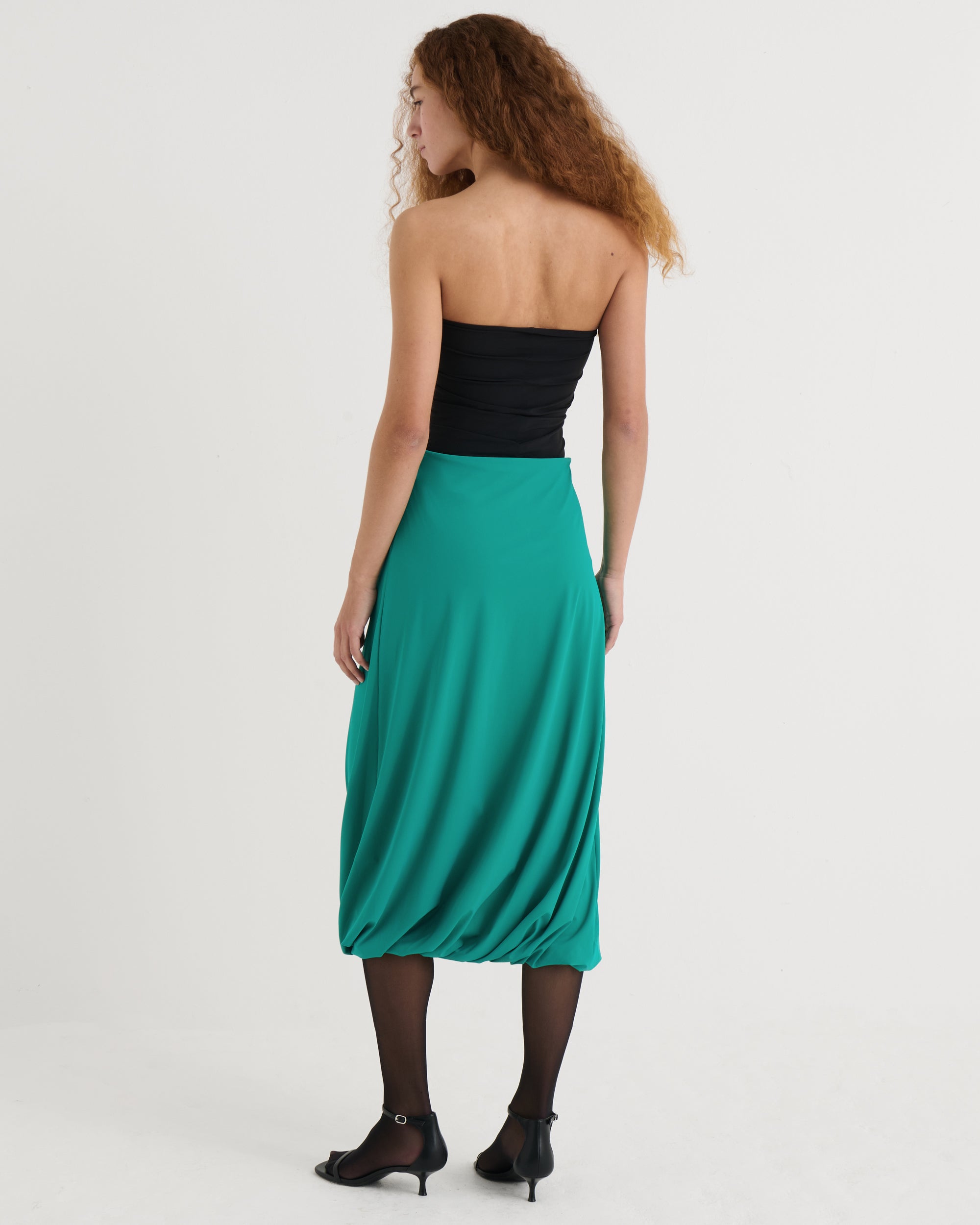 Twisted midi skirt, Teal